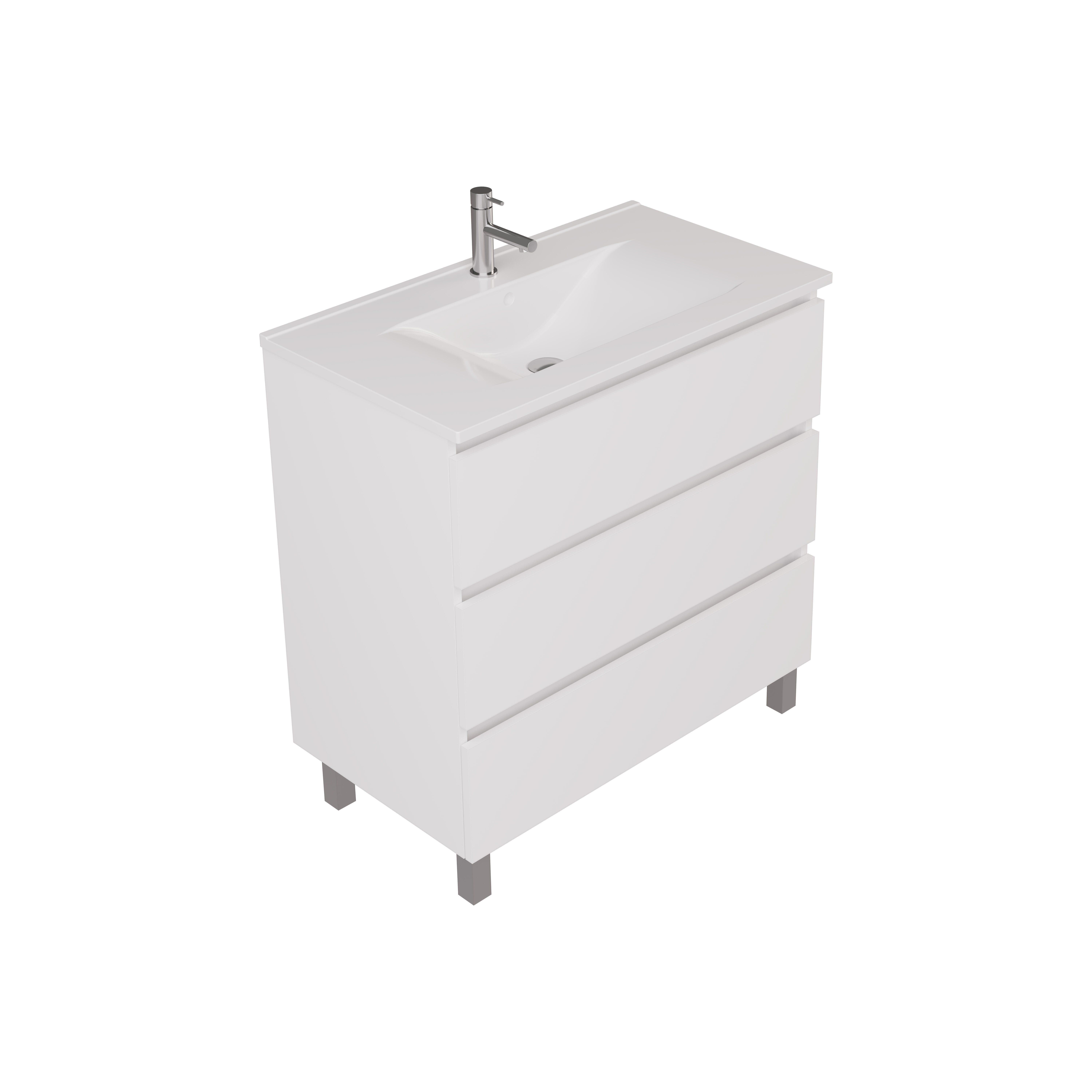 Conjunto de móvel com lavatório 80x45x73cm branco Banhoazis Alva - 4