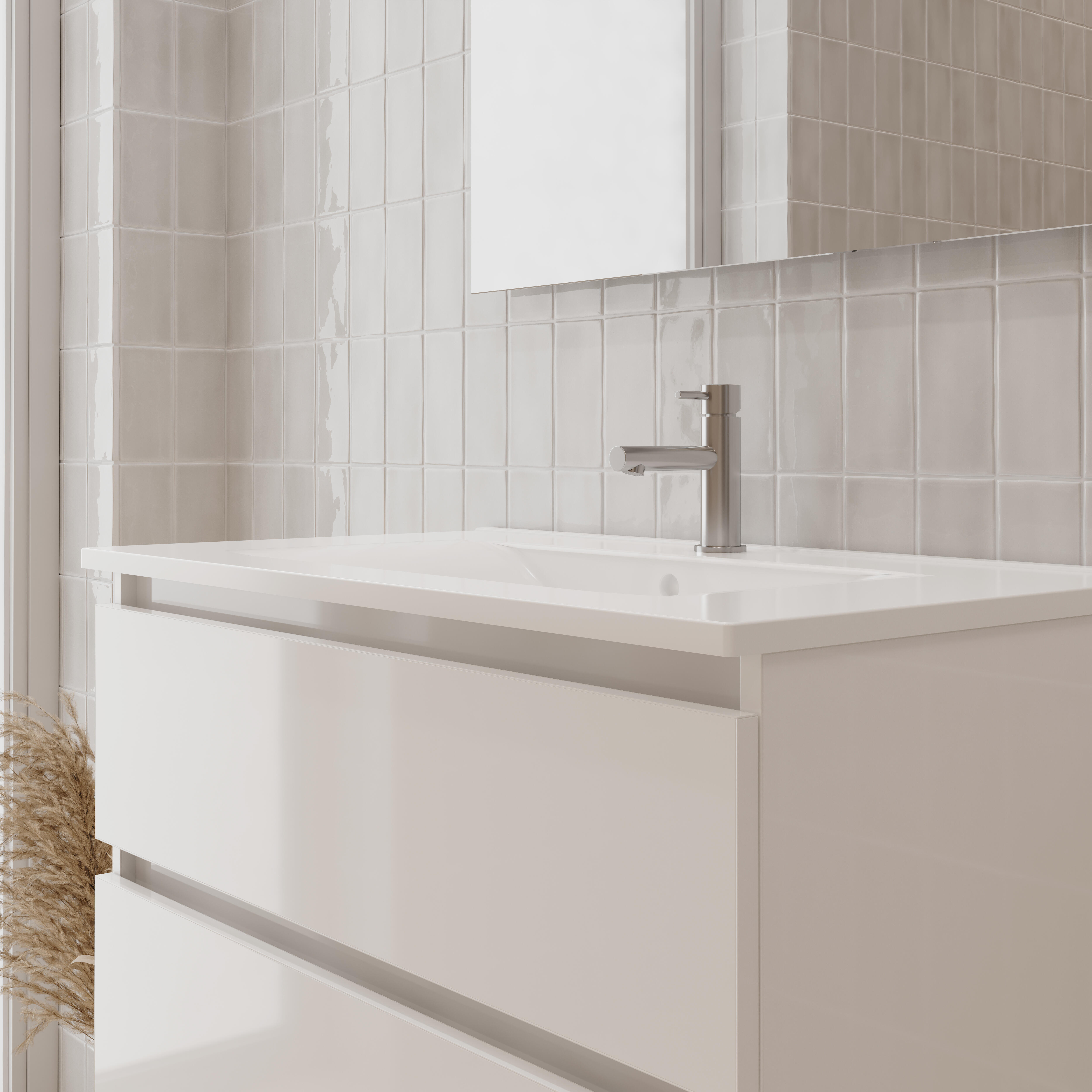 Conjunto de móvel com lavatório 80x45x73cm branco Banhoazis Alva - 3