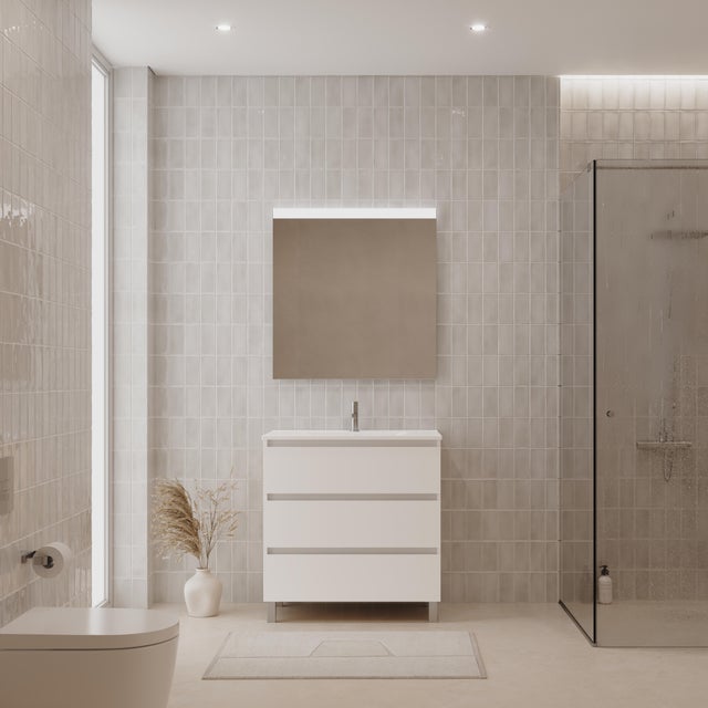 Conjunto de móvel com lavatório 80x45x73cm branco Banhoazis Alva