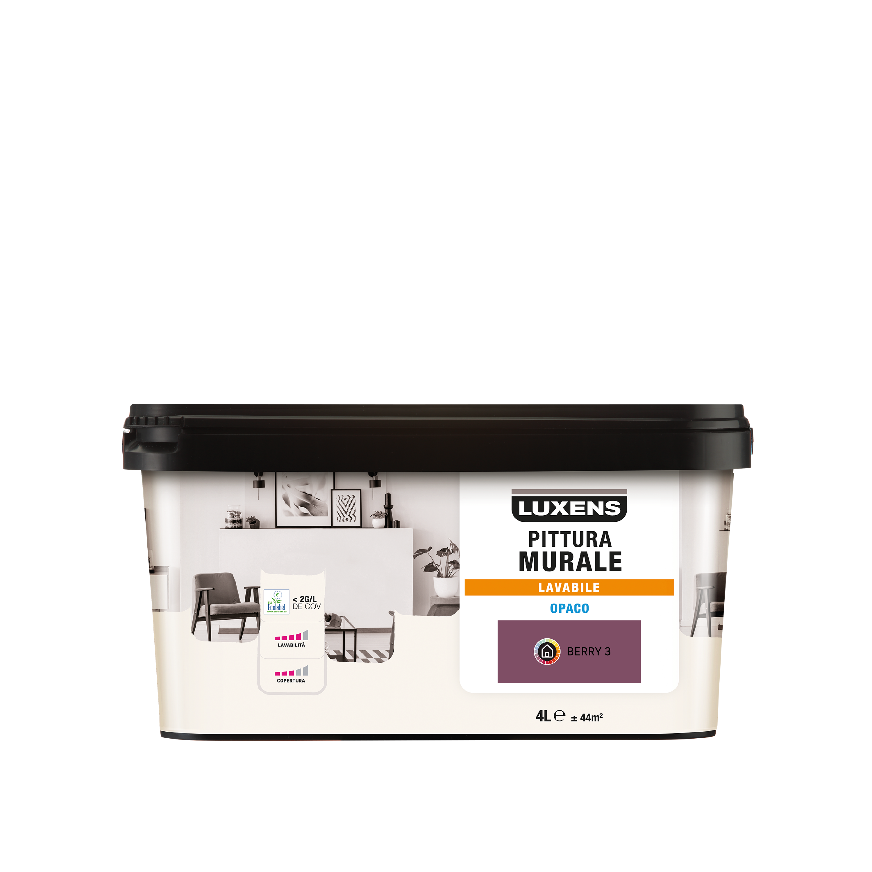 Pittura per interni lavabile, LUXENS Opaca viola berry 3 opaco, 4 L - 2