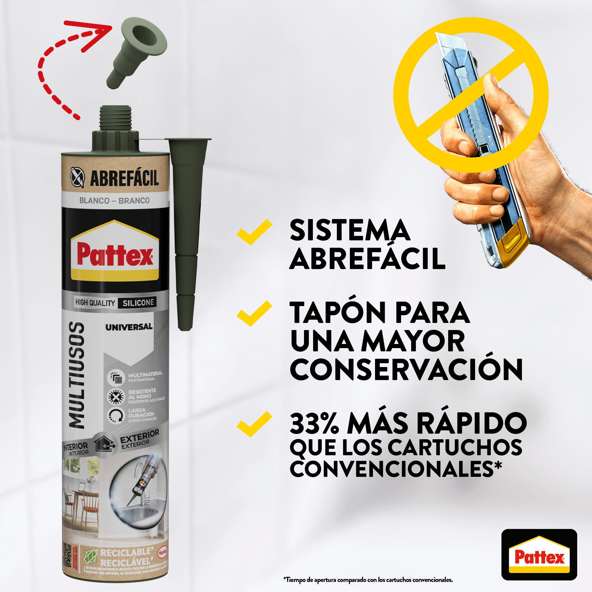 Silicona multiusos PATTEX 280 ml transparente - 4