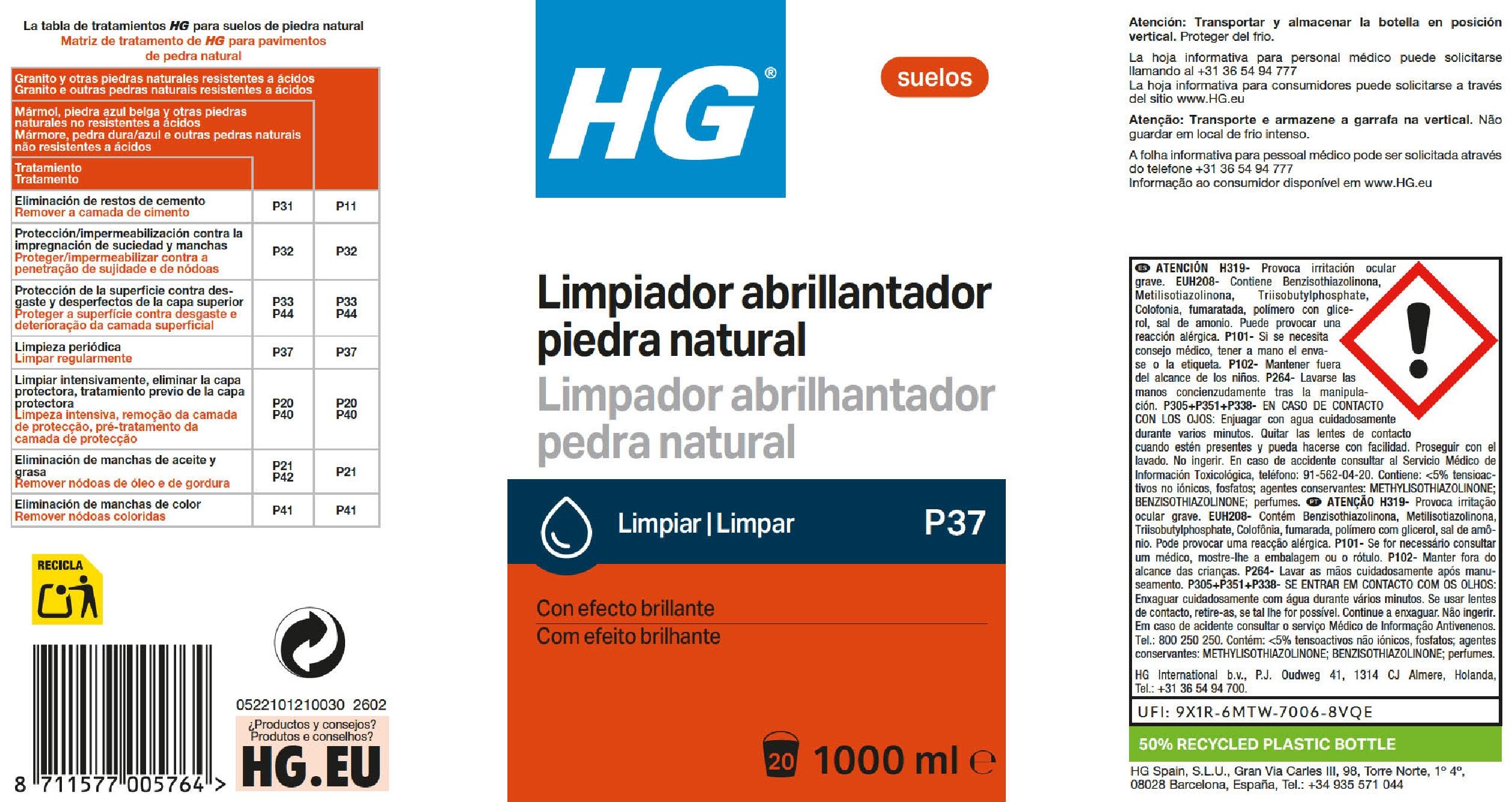 Limpiador uso diario mármol HG de 1L - 3