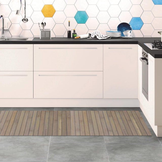 Passatoia Bamboo open  S natura antiscivolo in bambù beige, L 240 x L 50 cm