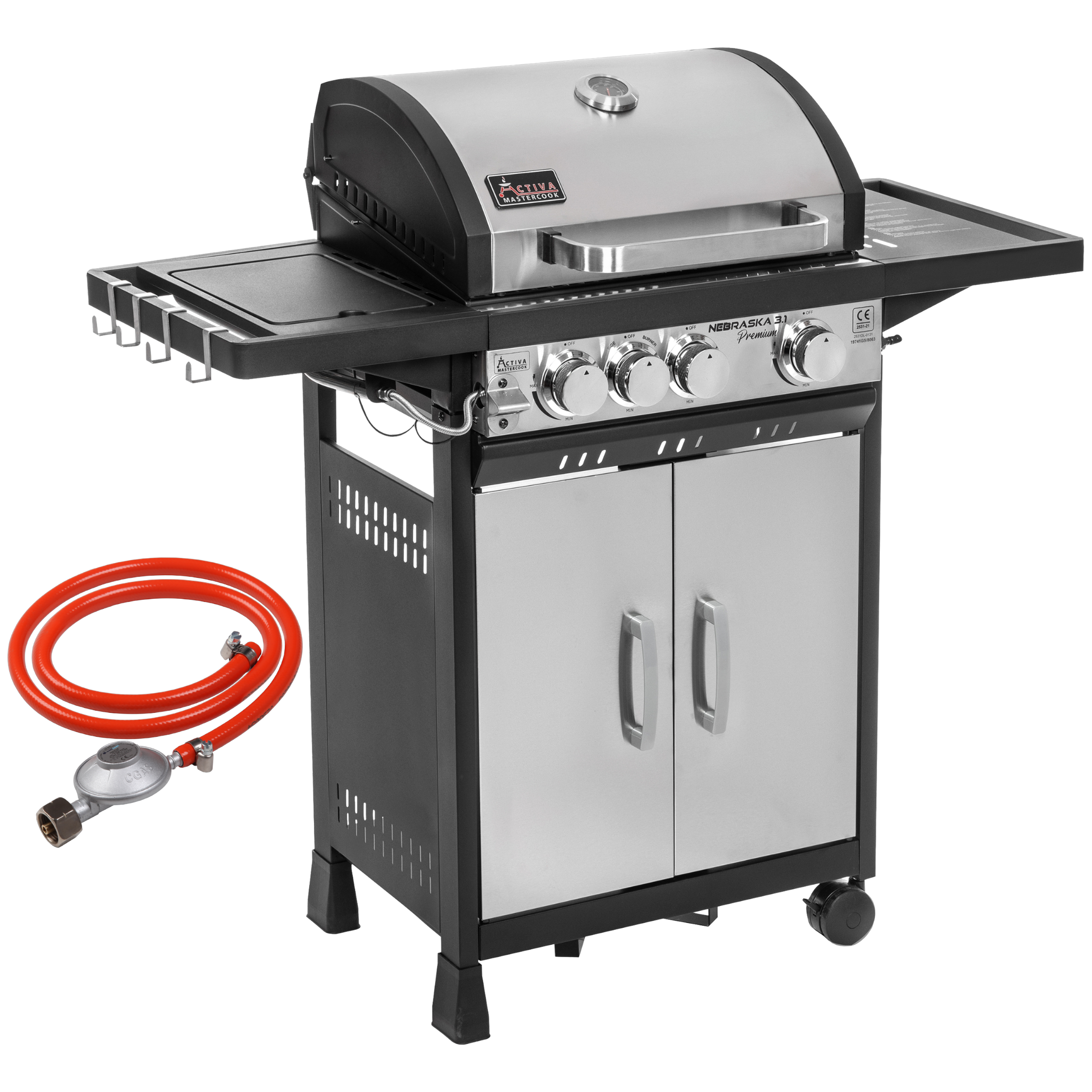 Grill gazowy 10,9kW Nebraska 3+1 palniki + reduktor + żeliwny ruszt Activa