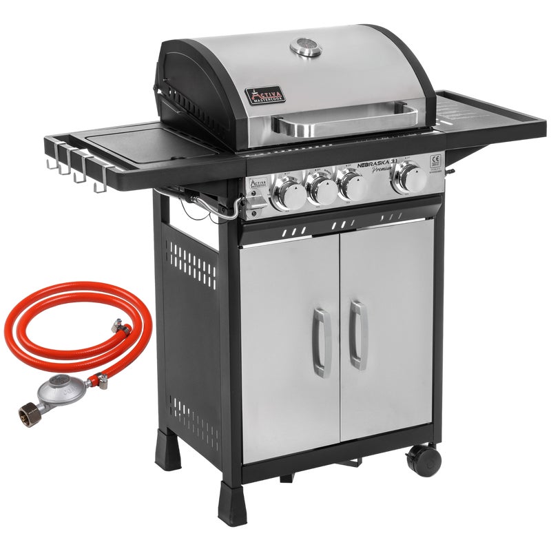 Grill gazowy 10,9kW Nebraska 3+1 palniki + reduktor + żeliwny ruszt Activa