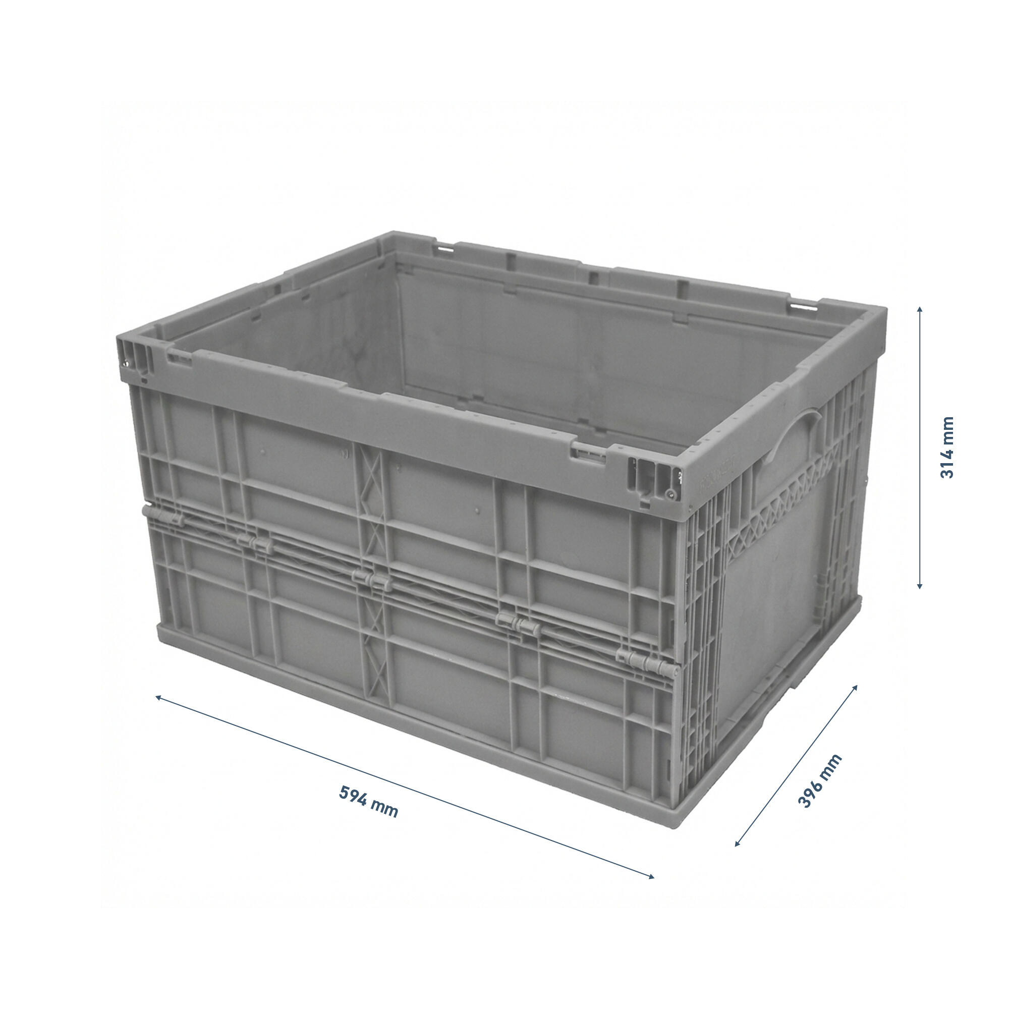 Bac de manutention Euronorm 60 L 59,4 x 39,6 x H.34,1 cm parois pleines pliables - 2