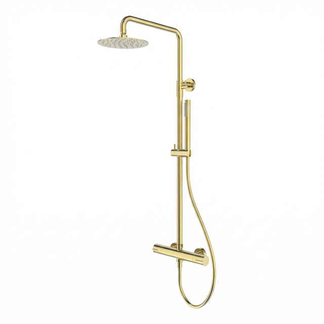 COLUMNA DE DUCHA TERMOSTÁTICA RONDO PVD ORO CEPILLADO