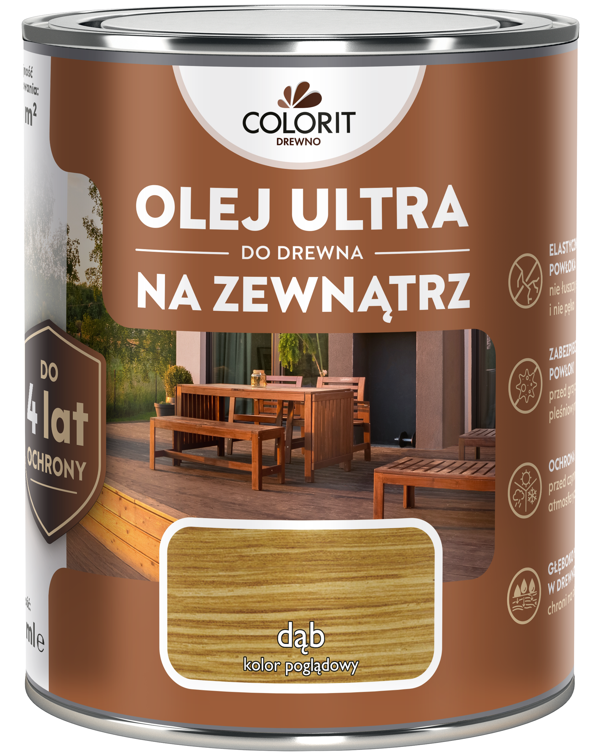 Olej Ultra do drewna na zewnątrz Colorit Dąb 0.75L - 2