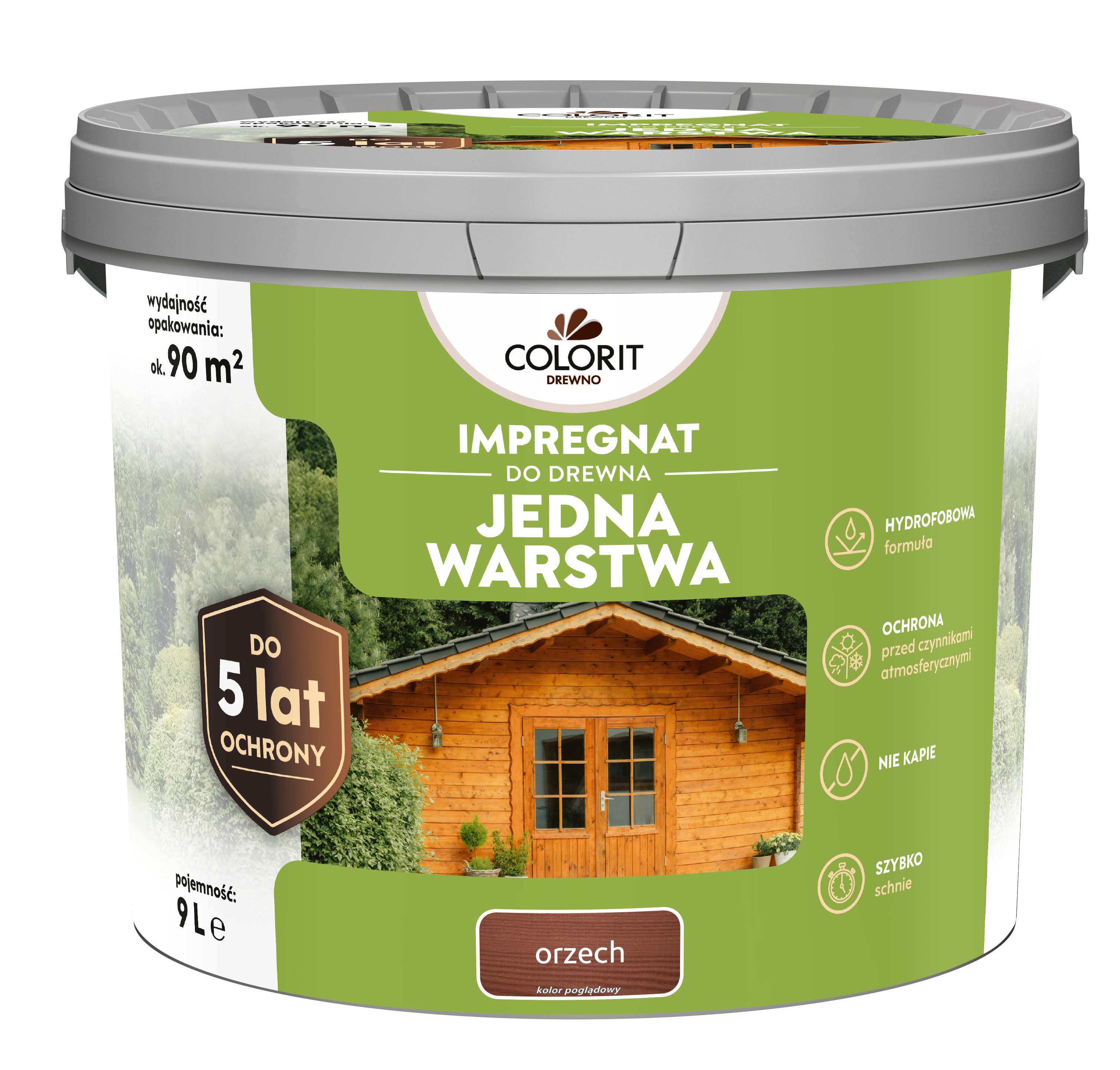 Impregnat do drewna Colorit Jedna Warstwa Orzech 9L - 2