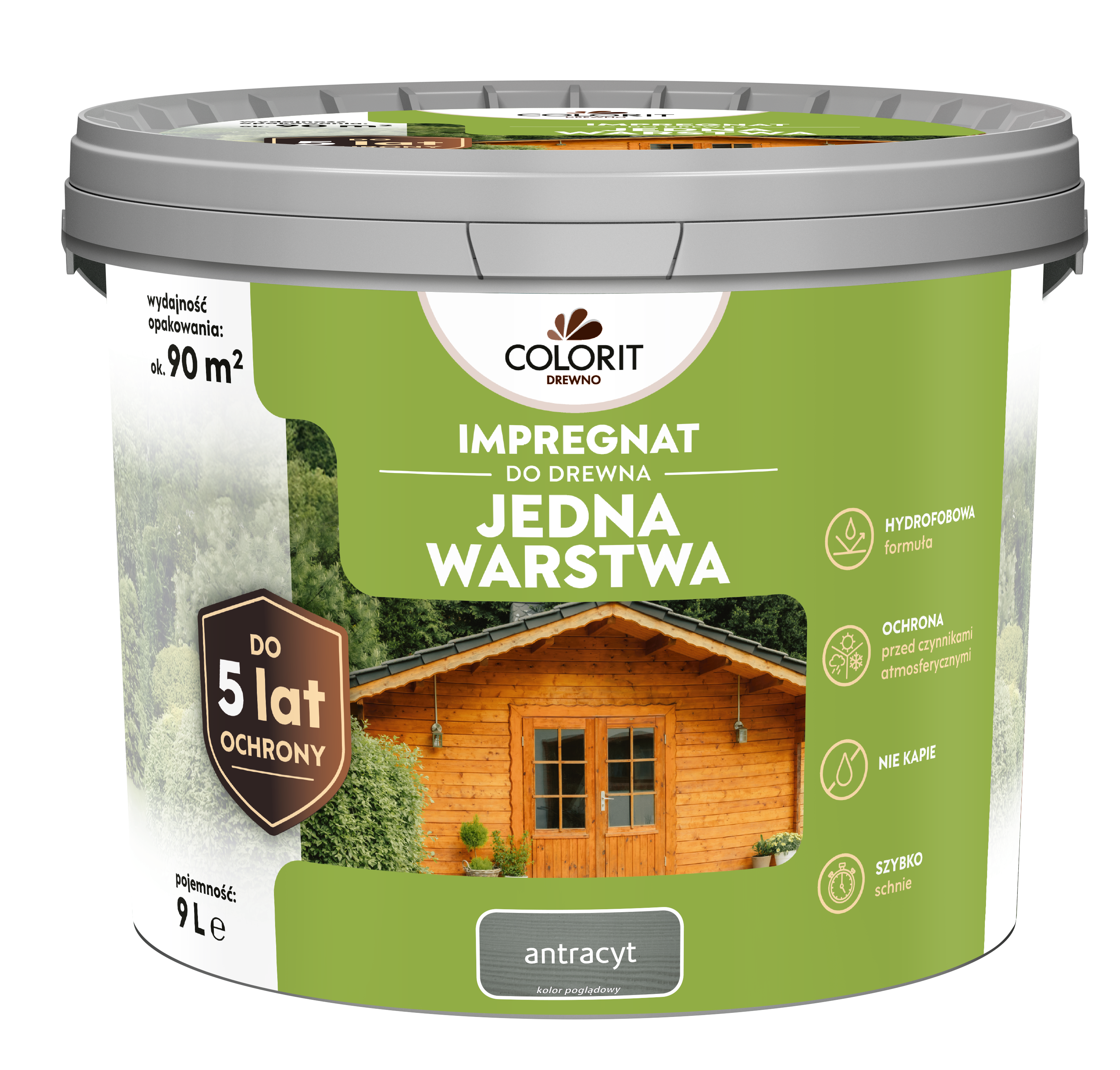 Impregnat do drewna Colorit Jedna Warstwa Antracyt 9L - 2