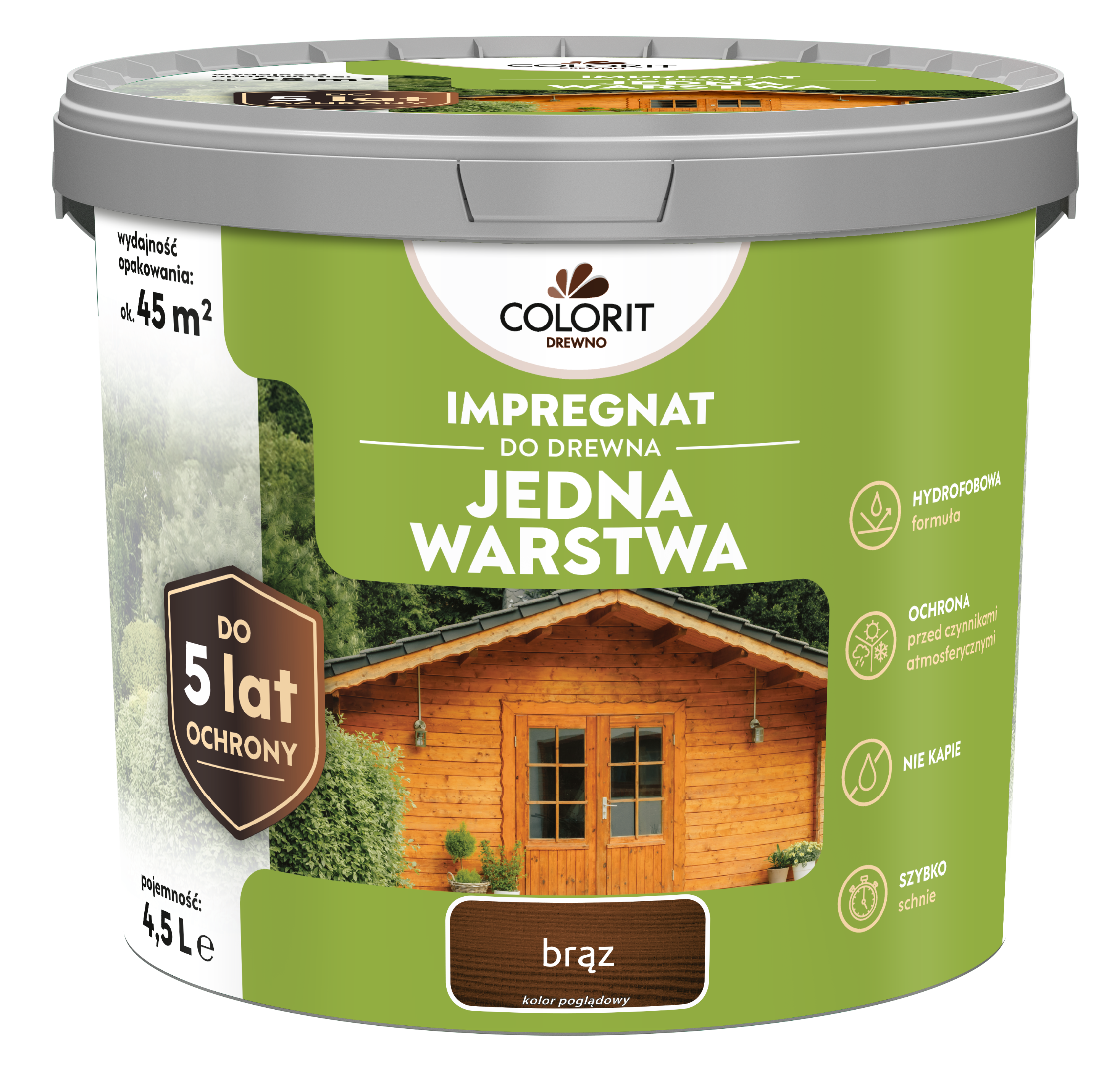Impregnat do drewna Colorit Jedna Warstwa Brąz 4.5L - 2