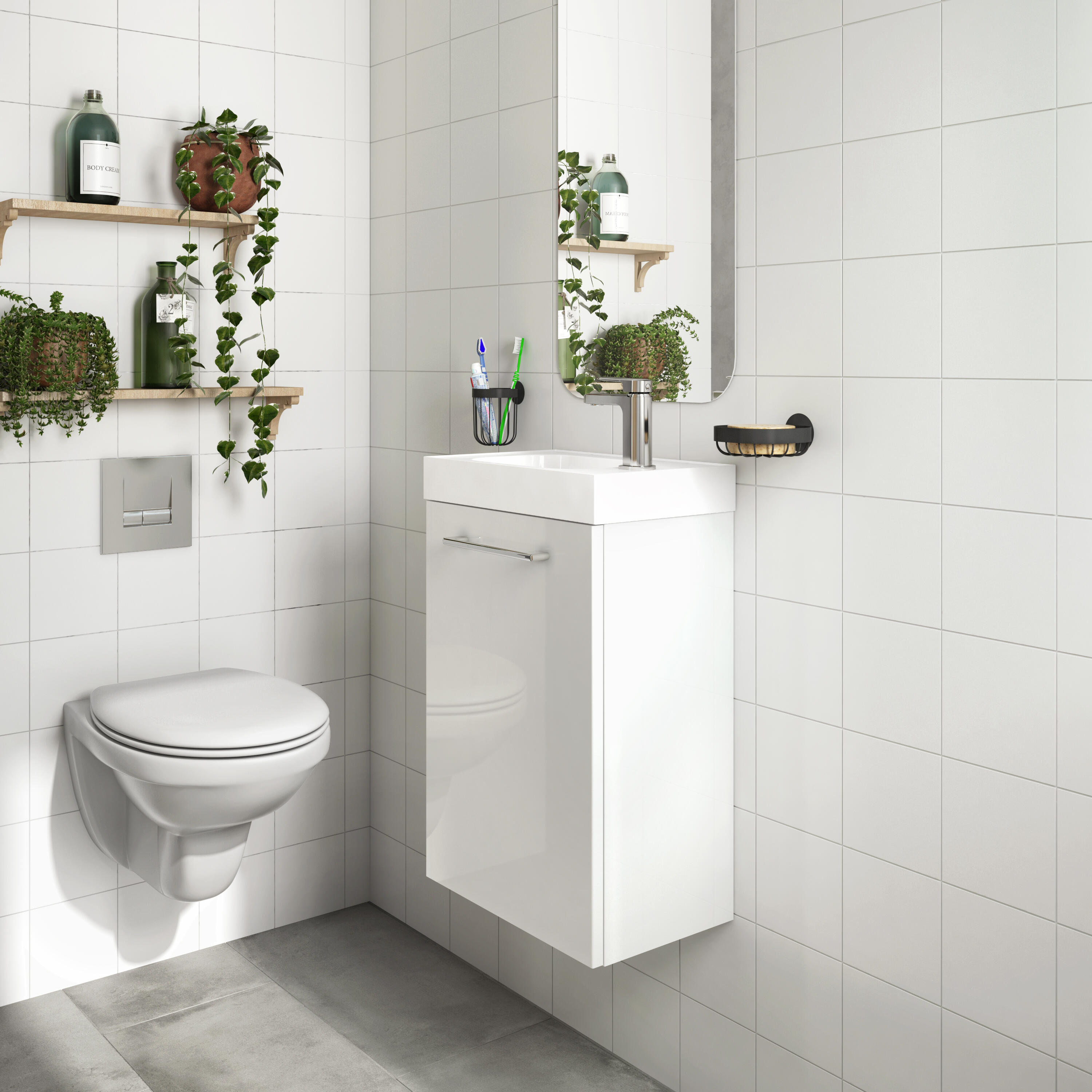 Meuble lave-mains 1p l.40 x H.57.7 x P.24 cm blanc brill Remix - 2