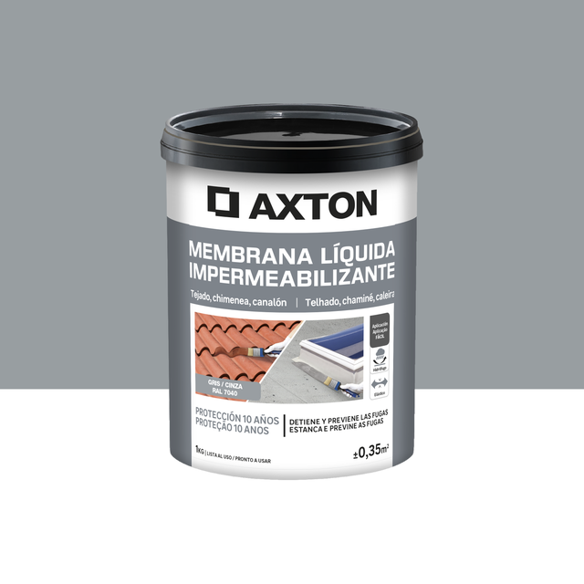Silicone liquido exterior Axton para telhados , terraços, pisos de betão e cimento cinza 1Kg