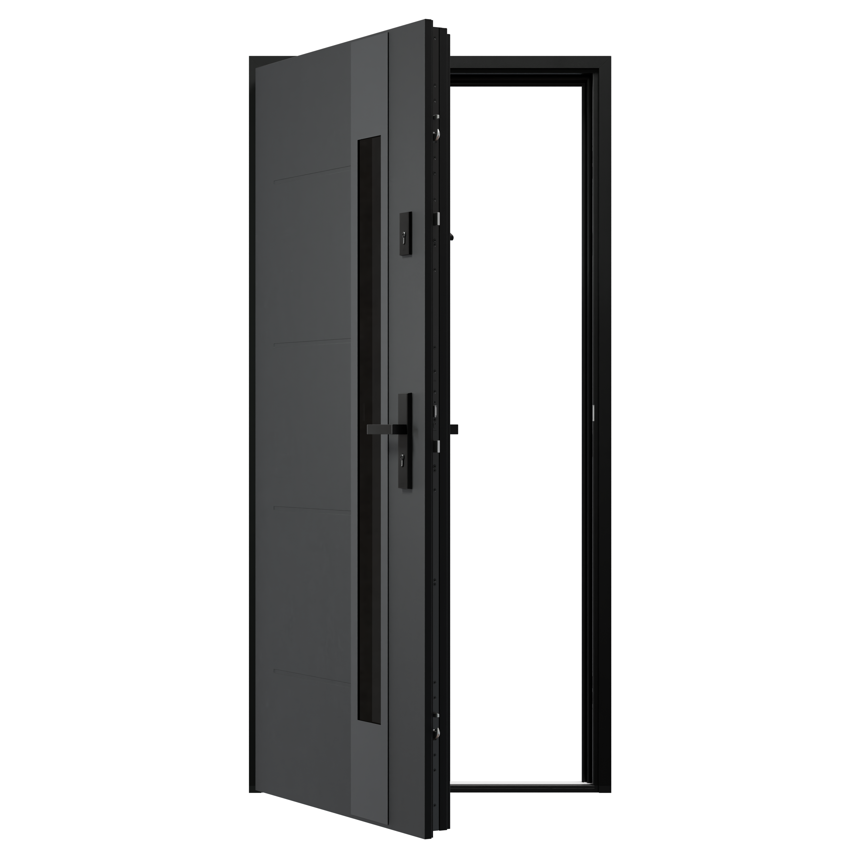 Drzwi zewnętrzne stalowe wejściowe 90 lewe Pass BL90 Horizo dark grey  - 4