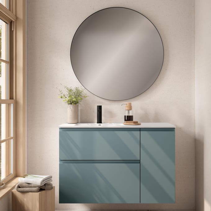 mueble de lavabo azul
