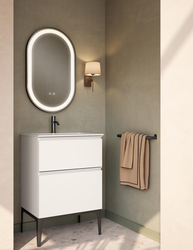 Mueble de baño con lavabo DALES Blanco  60x45 cm  con 2 cajones