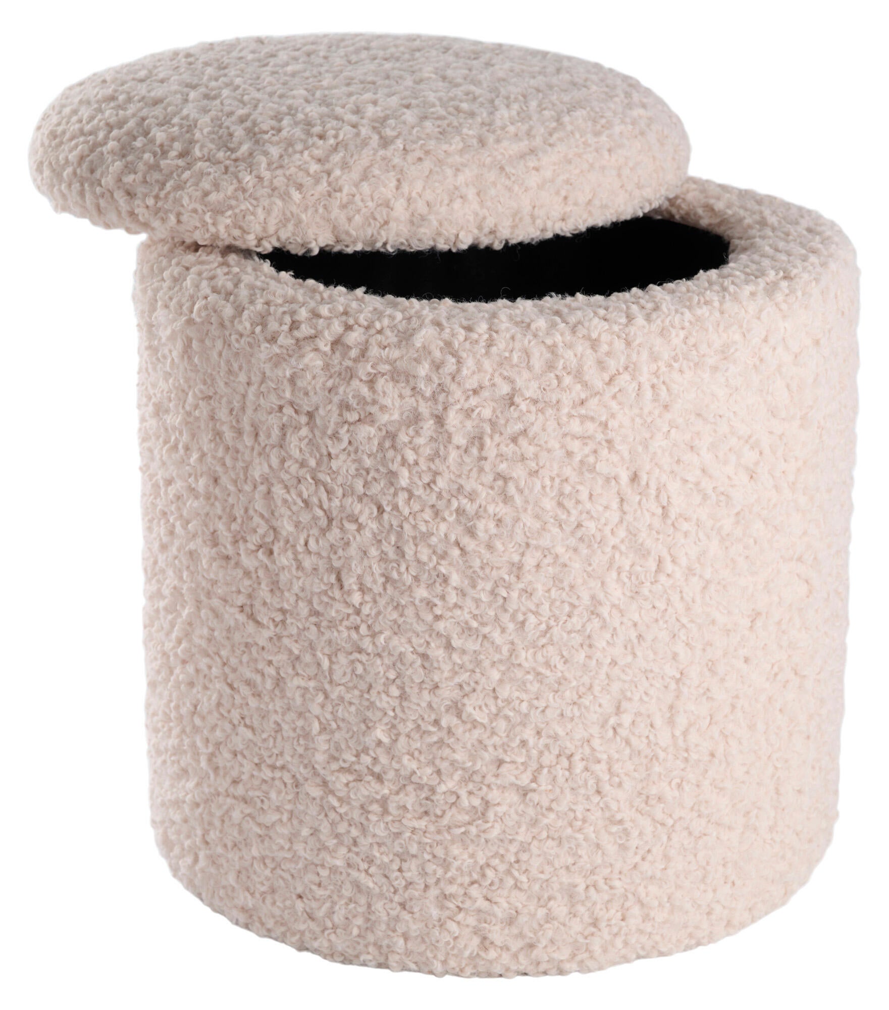 Puf decorativo Tapizado de color blanco de 36 cm de diámetro
 - 3