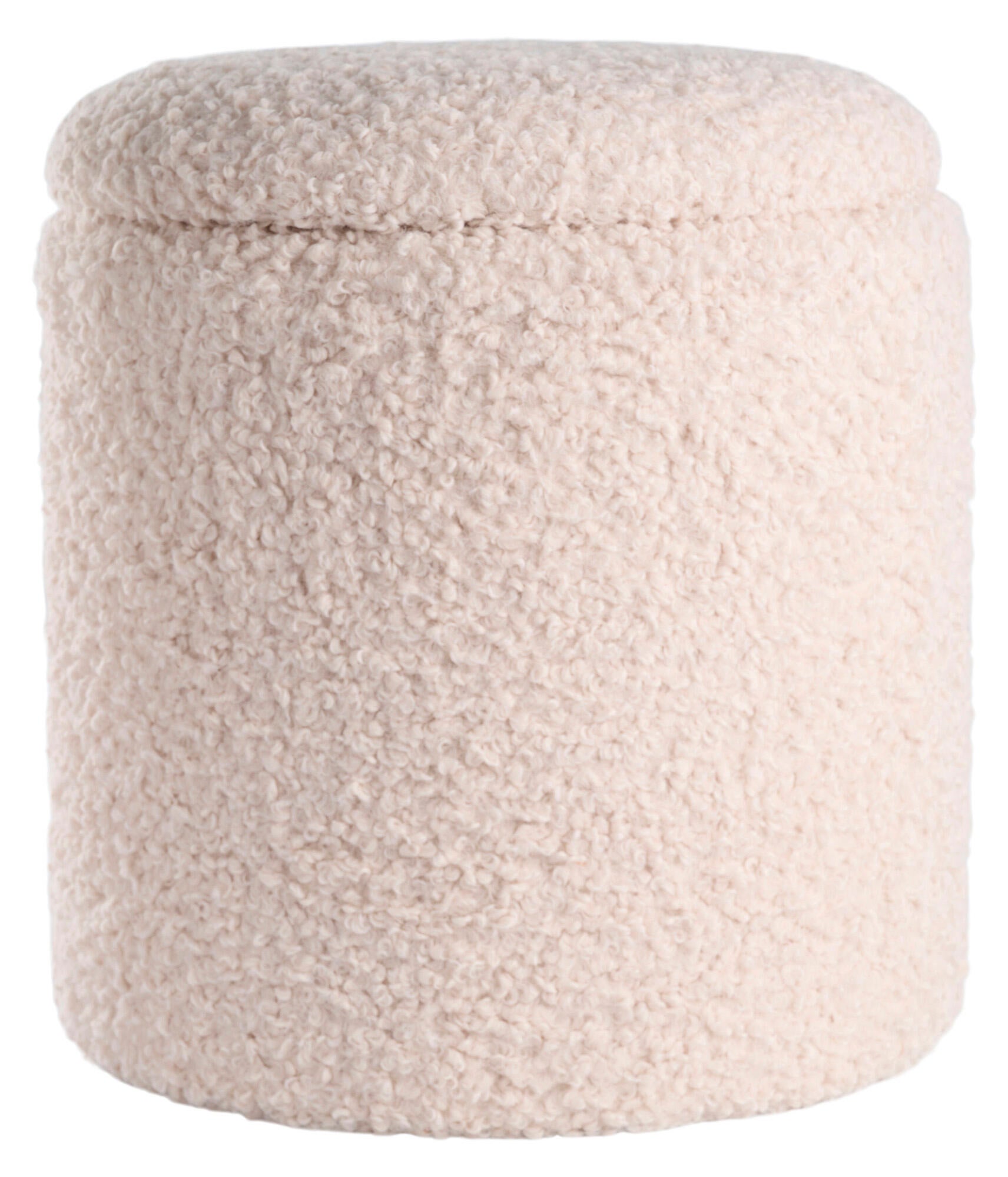 Puf decorativo Tapizado de color blanco de 36 cm de diámetro
 - 2