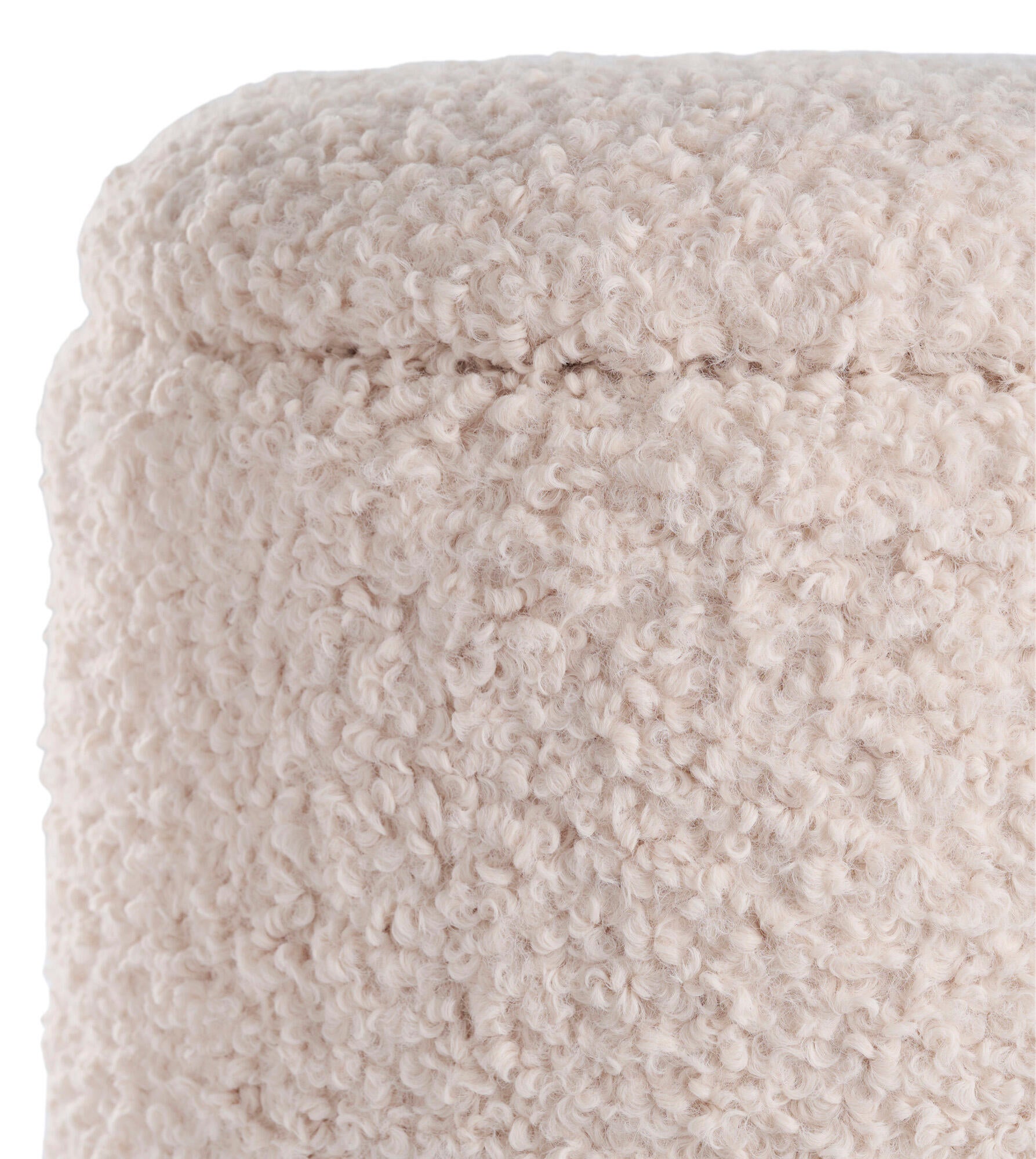 Puf decorativo Tapizado de color blanco de 36 cm de diámetro
 - 6