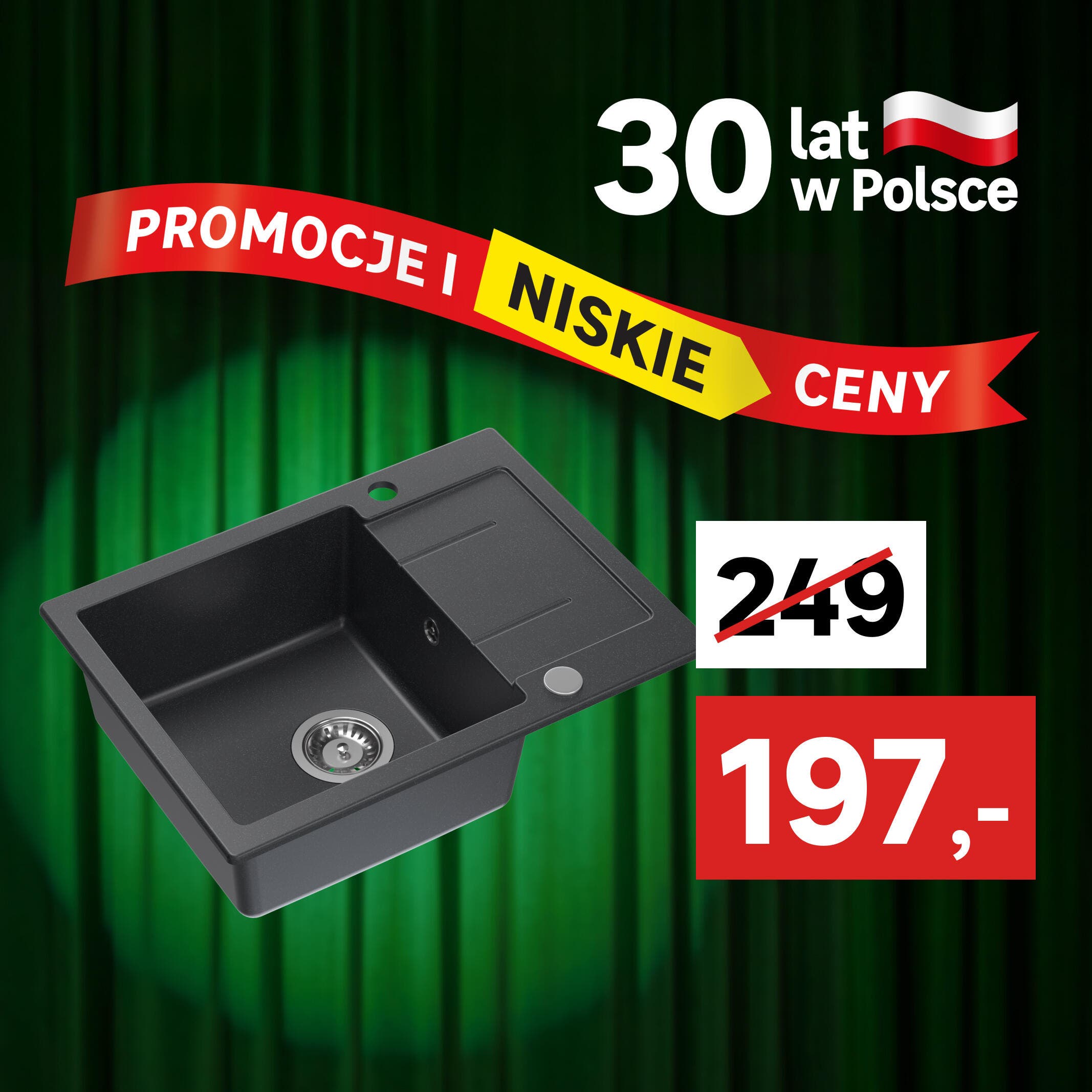 Zlewozmywak granitowy Rapid 60 cm