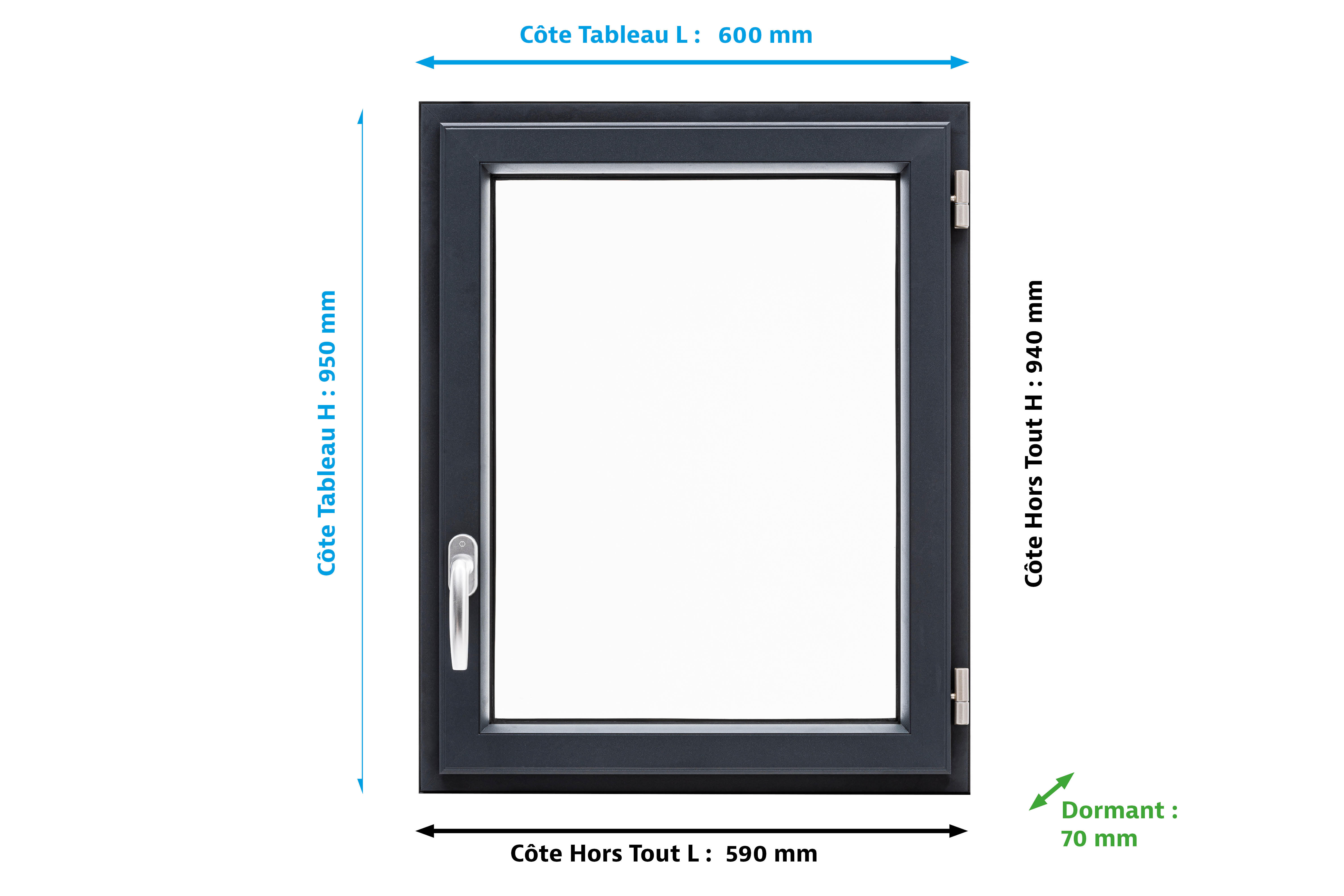 Fenêtre alu Essentiel H.95cmxl.60cm 1 vantail tirant droit gris anthracite - 6