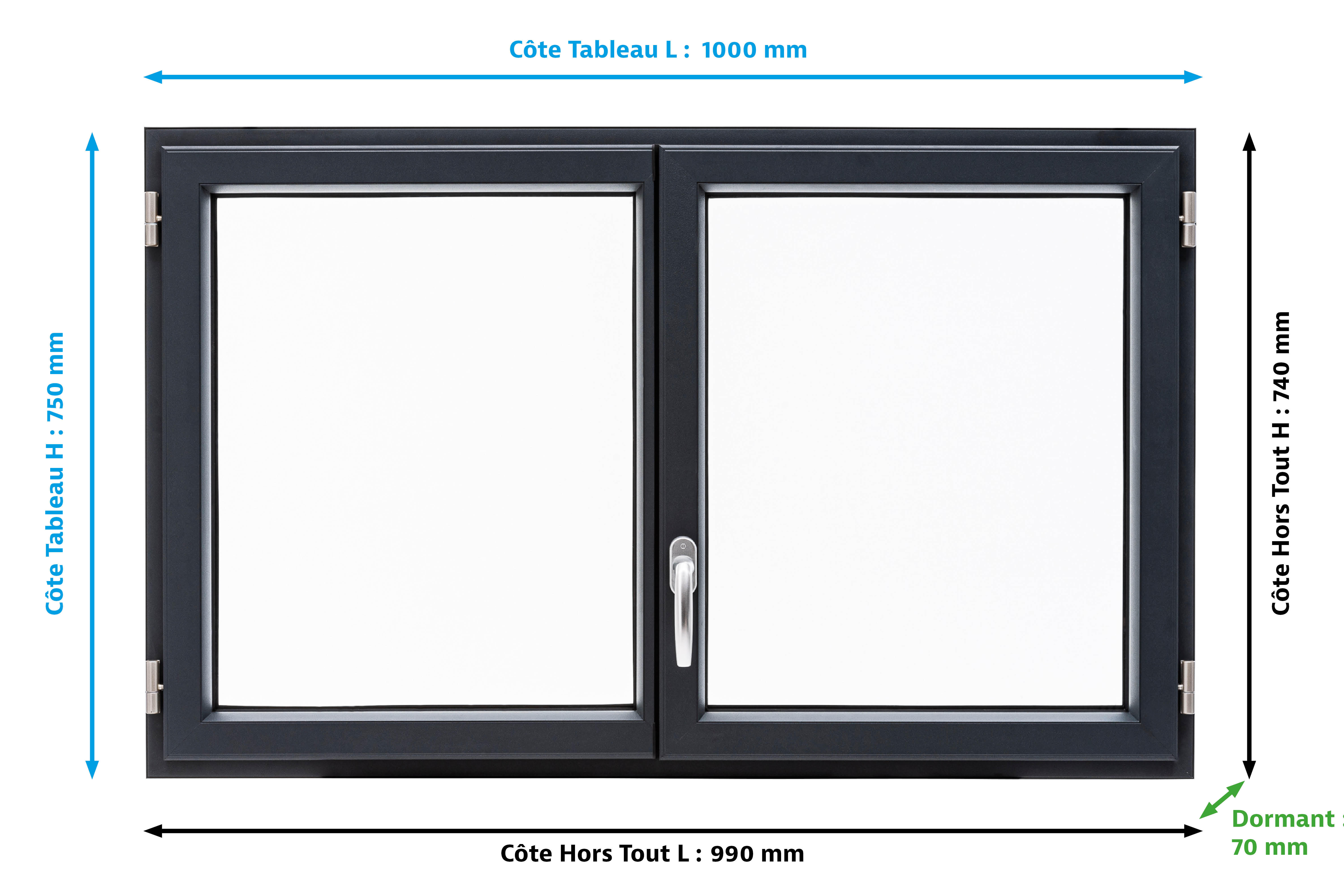Fenêtre alu Essentiel H.75xl.100cm 2 vantaux gris anthracite - 7