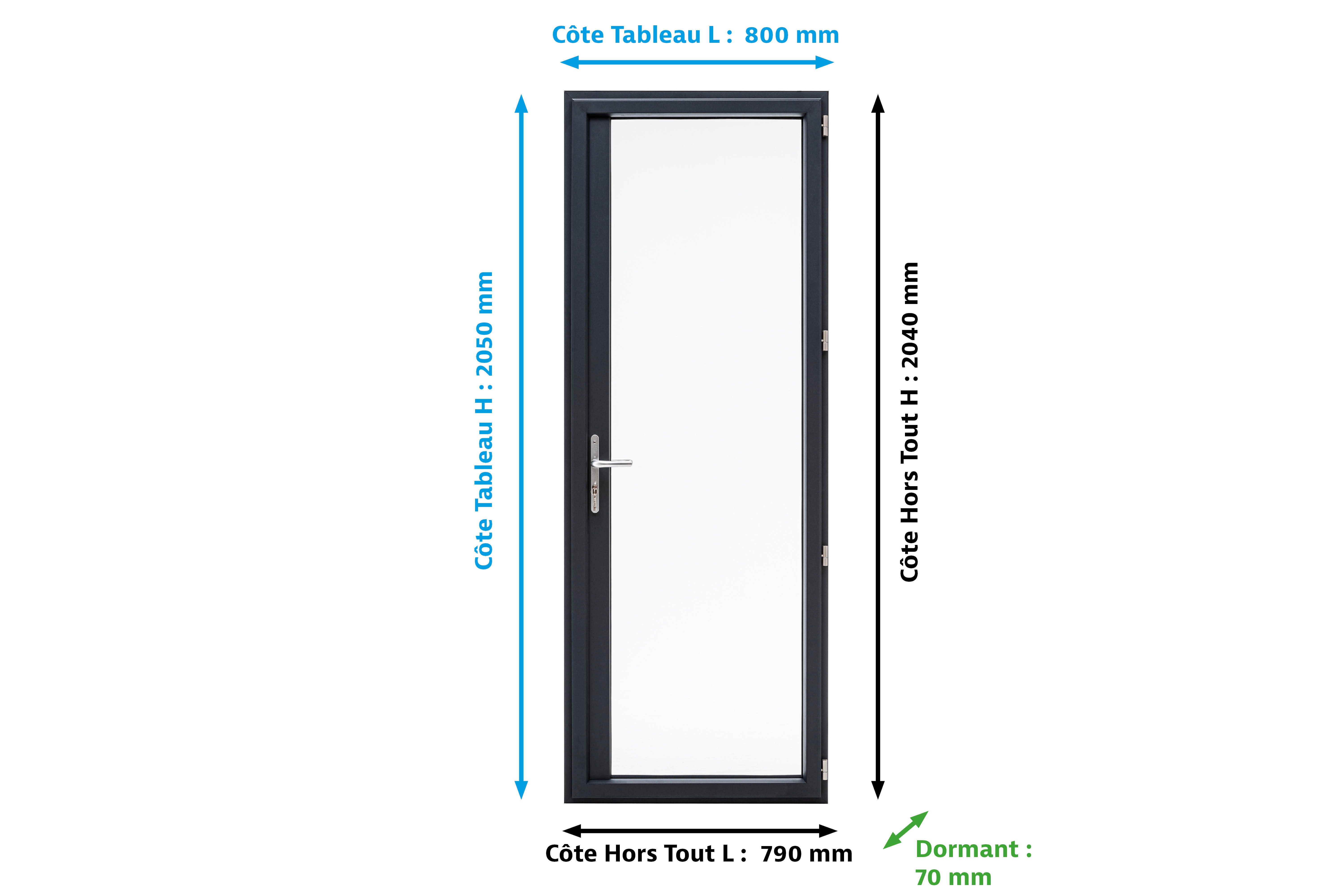 Porte-fenêtre alu Essentiel H.205xl.80cm 1 vantail tirant droit gris anthracite - 6