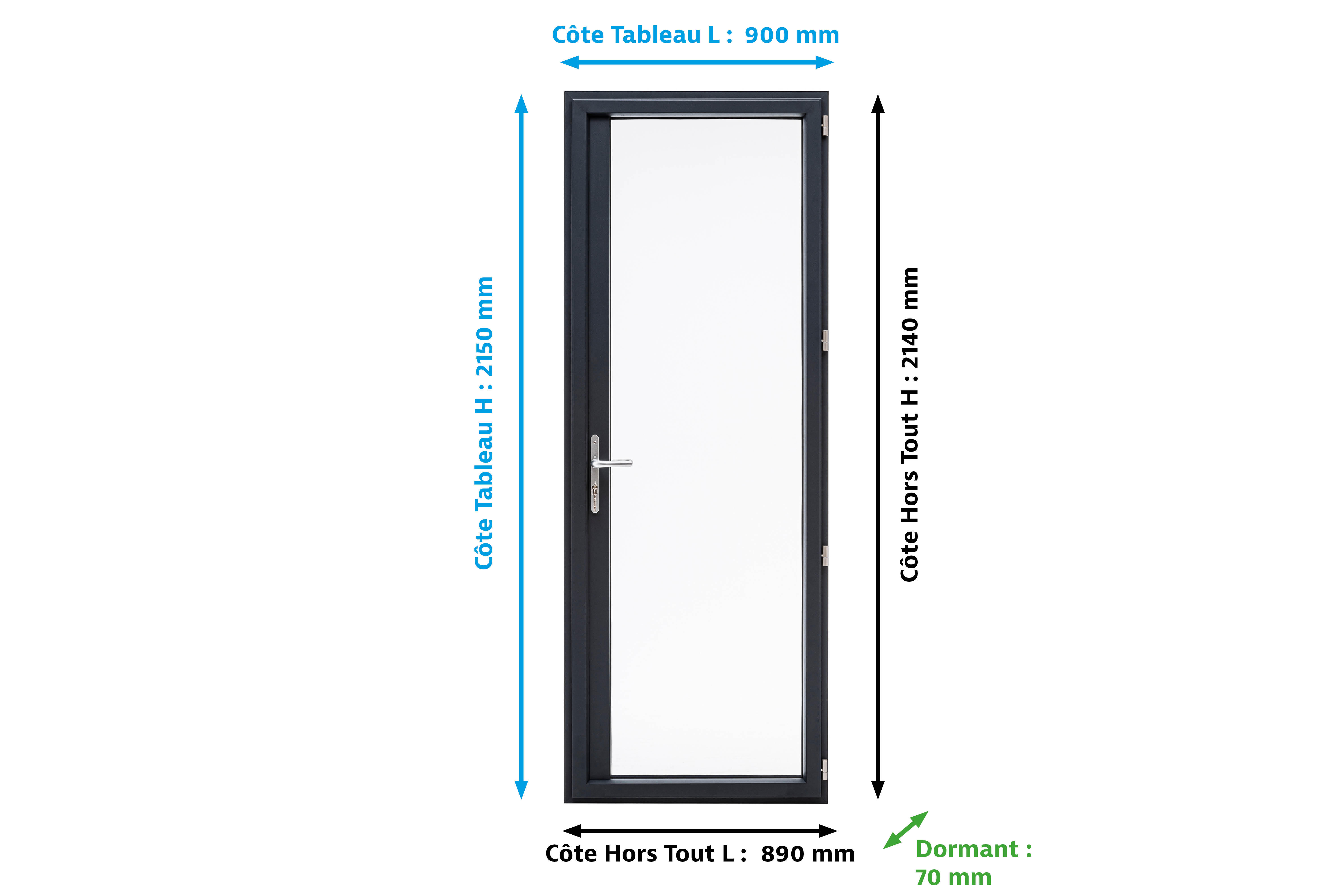 Porte-fenêtre alu Essentiel H.215xl.90 cm 1 vantail tirant droit gris anthracite - 4