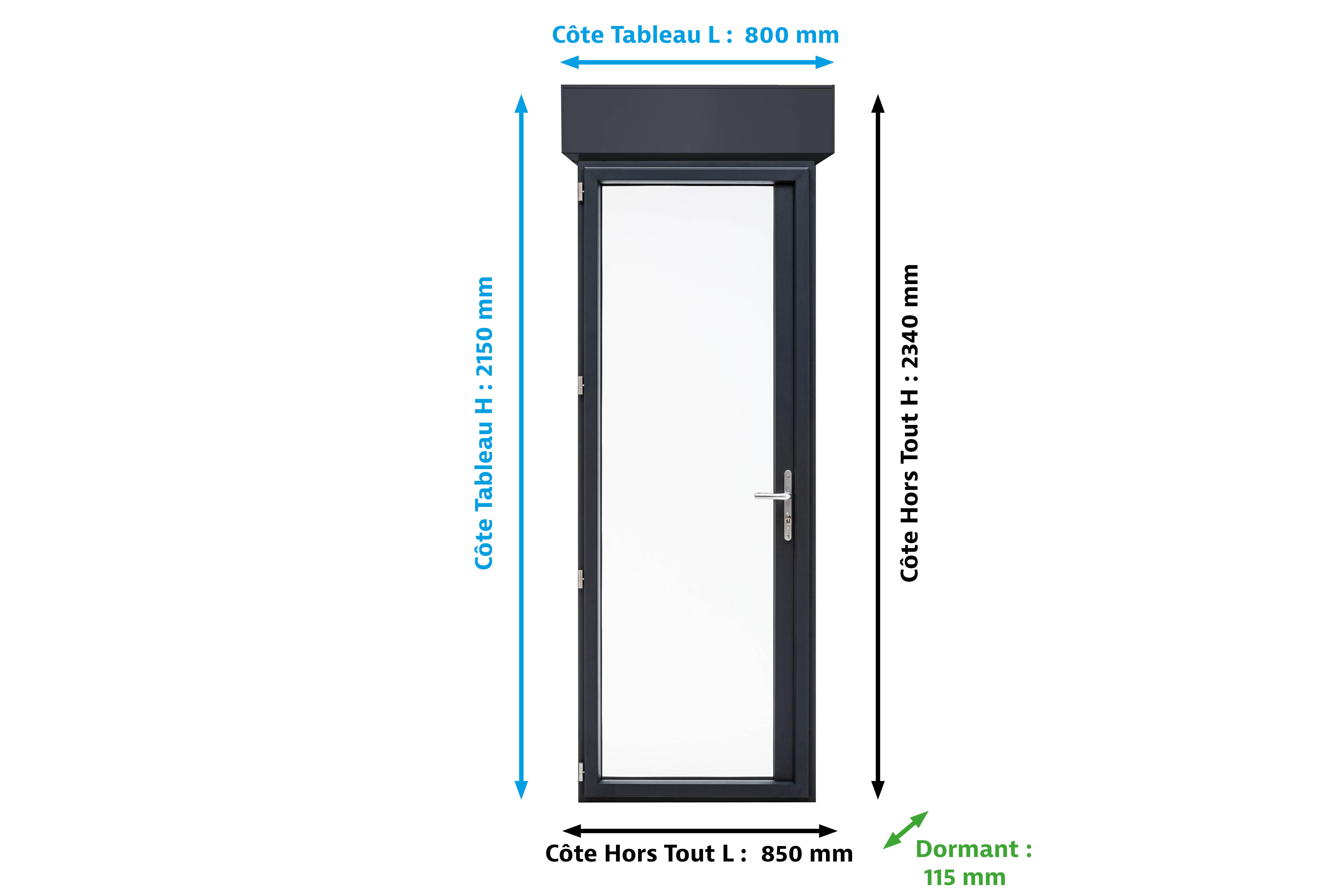 Porte fenêtre/volet roul.alu Essentiel H.215xl.80cm 1vt tirant D gris anthracite - 7