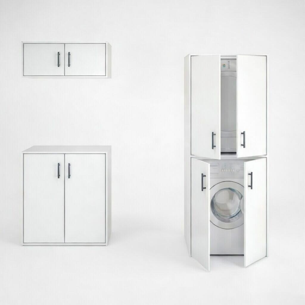 Pack de muebles para lavandería modular – conjunto de 4 armarios para organización de colada, color blanco