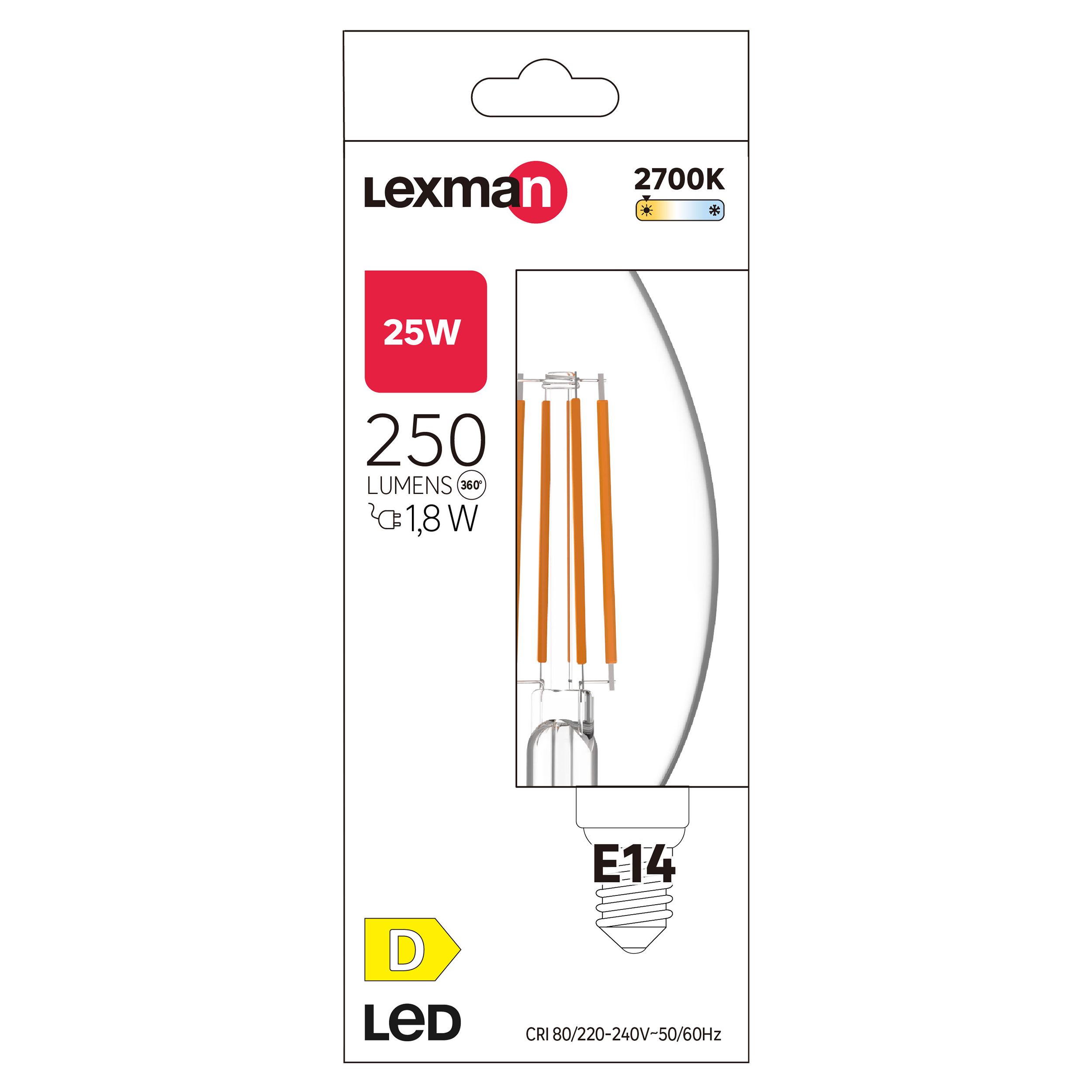 Żarówka LED E14 1.8 W = 25 W 250 lm Ciepły biały Lexman - 5