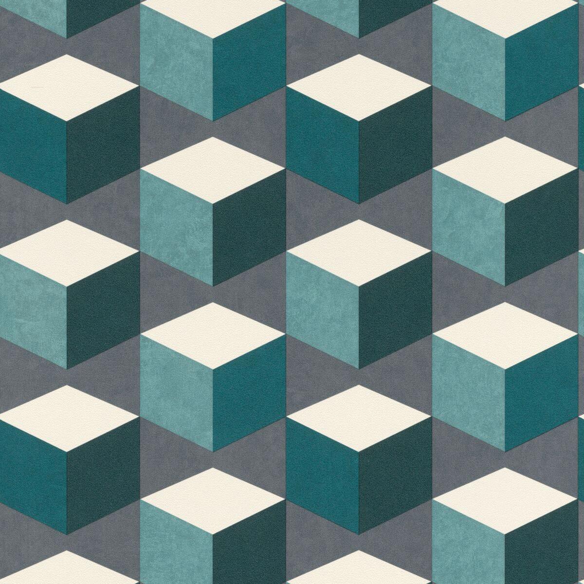 Carta da parati Cubik blu, 53 cm x 10.05 m - 3