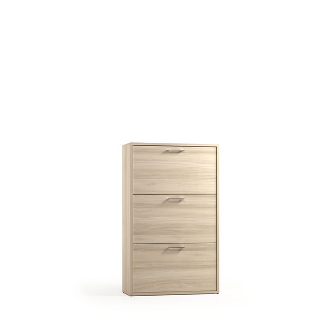 Scarpiera TERRANEO Slim 3 ante apertura a ribalta, L 67 x H 110.5 x P 17.5 cm 9 paia, olmo