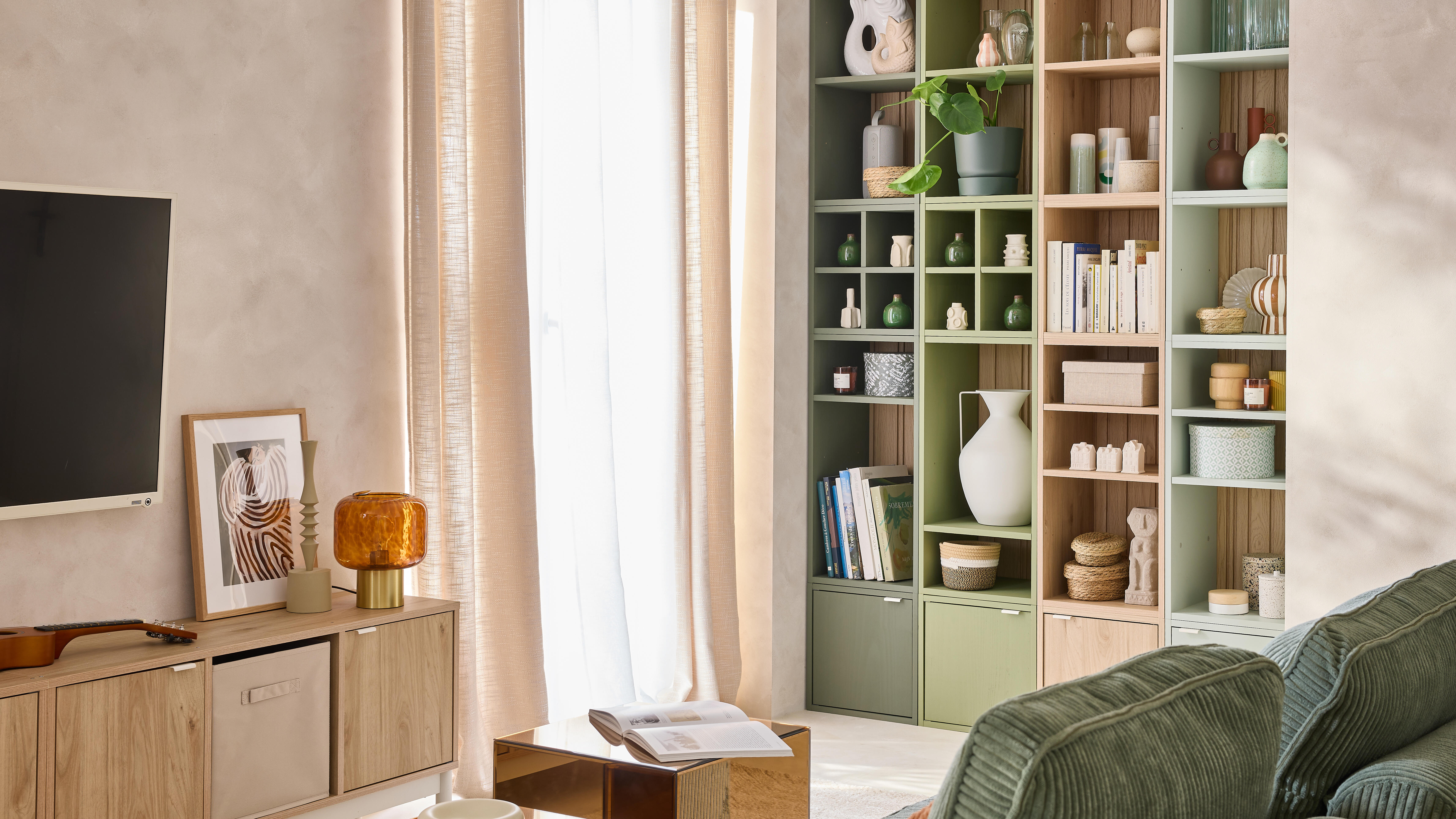 Estante Kub 2x1 Spaceo 36X32X71CM verde - 2