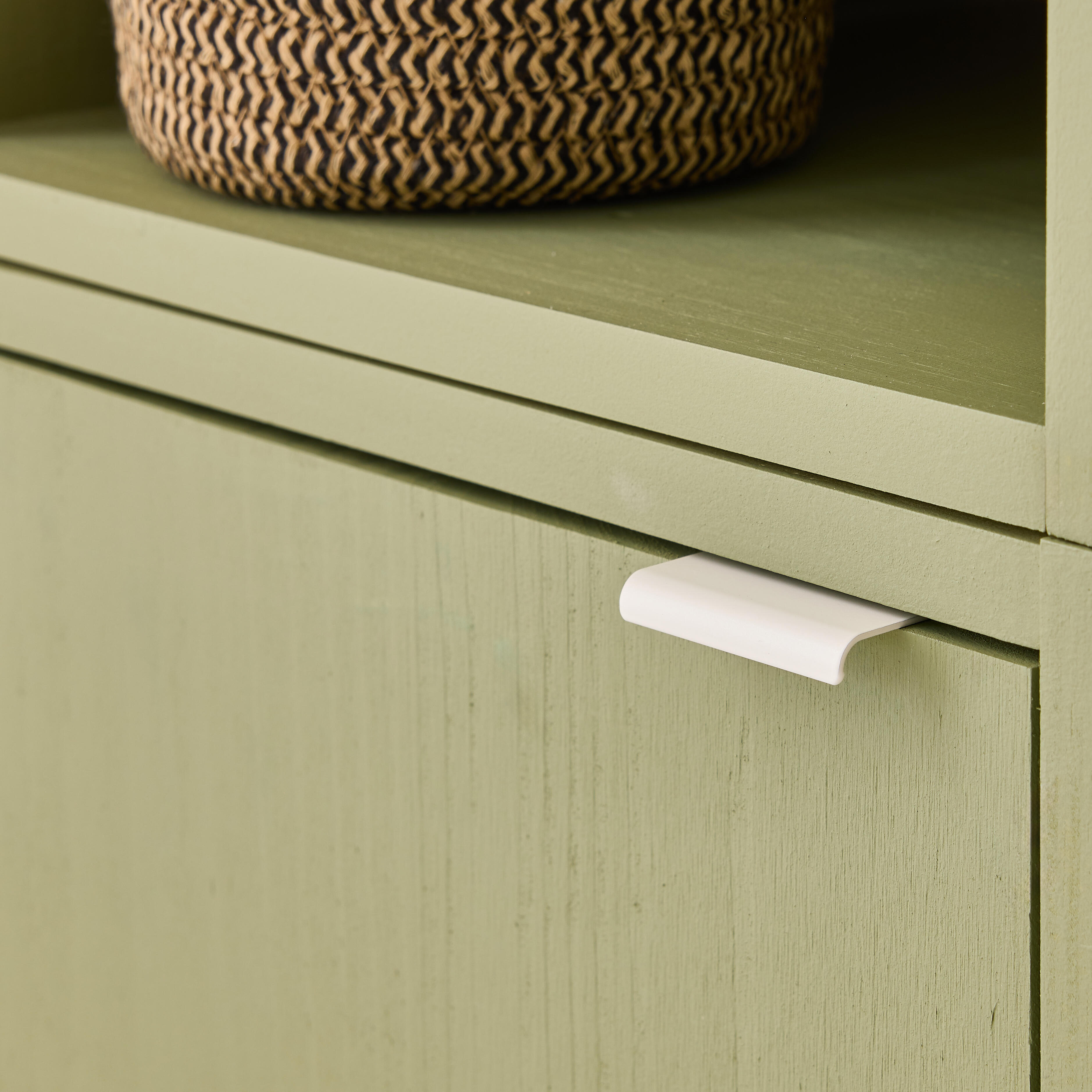 Poignée de meuble, acier blanc peint, entraxe 32 mm - 4