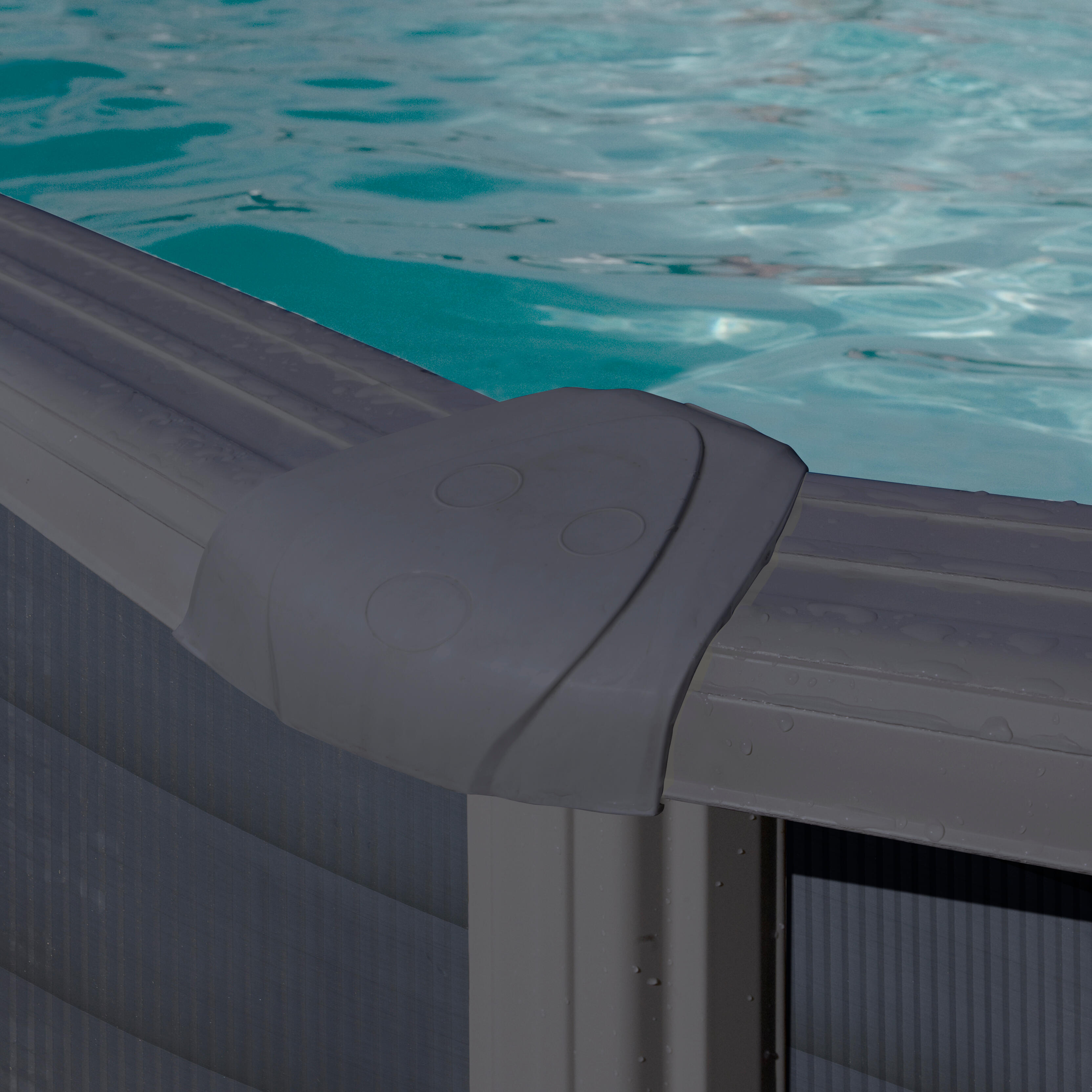 Piscina elevada de acero gris redonda ø 3.5x1.2 m con depuradora de arena y escalera de seguridad GRE - 4
