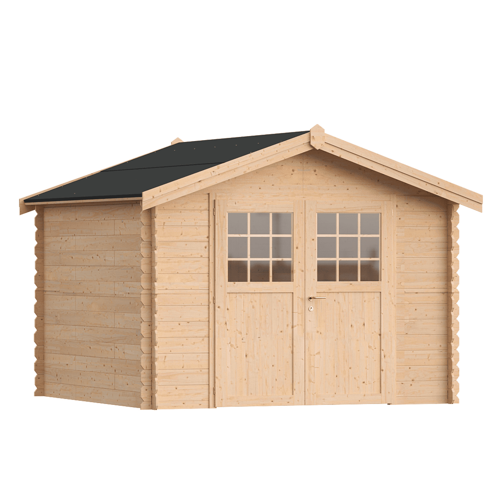 caseta de madera grosseto de 315x236x321 cm y 894 m2 con 25 mm espesor y doble puerta abatible toscana garden