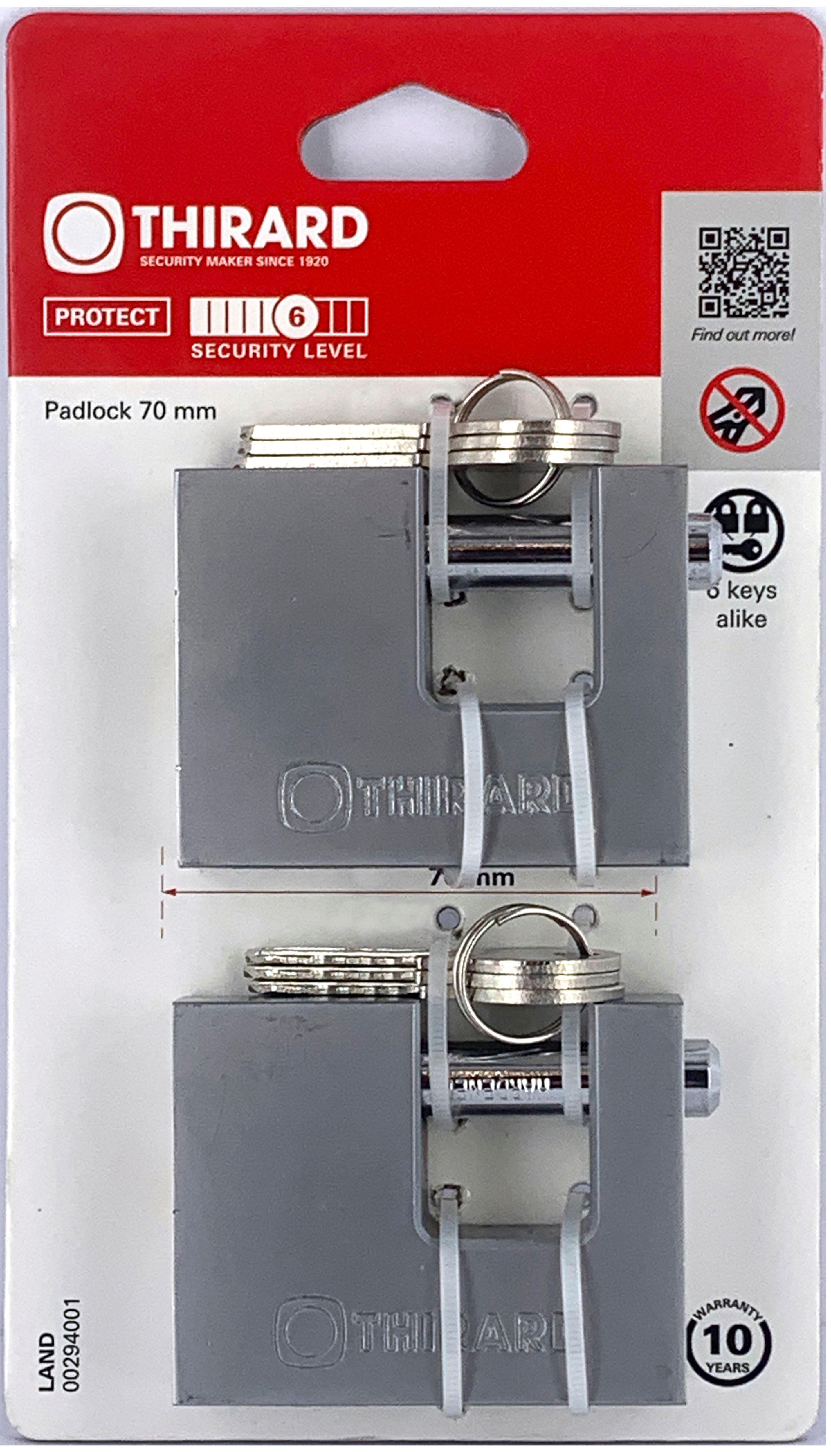 CANDADO RECTANGULAR 70MM ACERO MISMA LLAVE 2UDS - 3