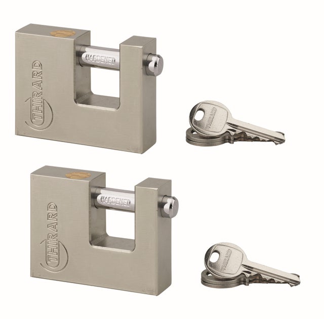CANDADO RECTANGULAR 70MM ACERO MISMA LLAVE 2UDS