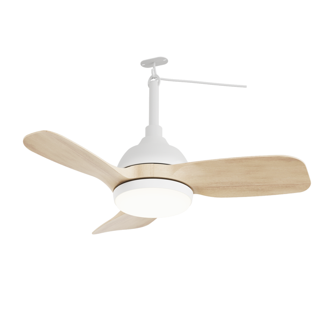 Ventilador de techo con luz exterior silencioso DC 14W con mando ø80 cm Sunset SULION marrón y blanco luz CCT 3 aspas| 6 velocidades| modo verano/invierno| brisa| temporizador| recomendado para <13m²