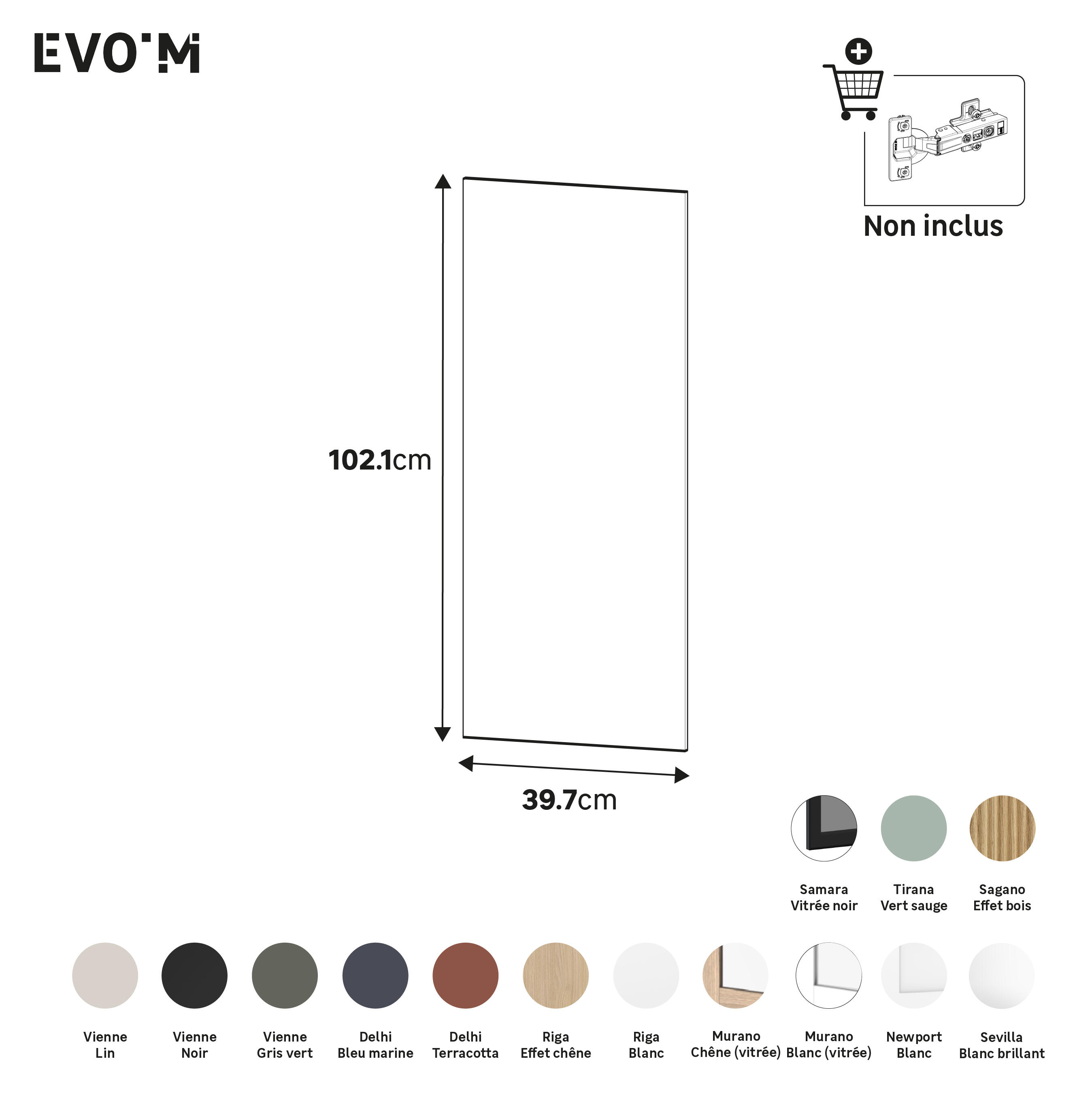 Porte battante SPACEO Evo'M Lisboa pin H.102,4 X L.40 cm - 3