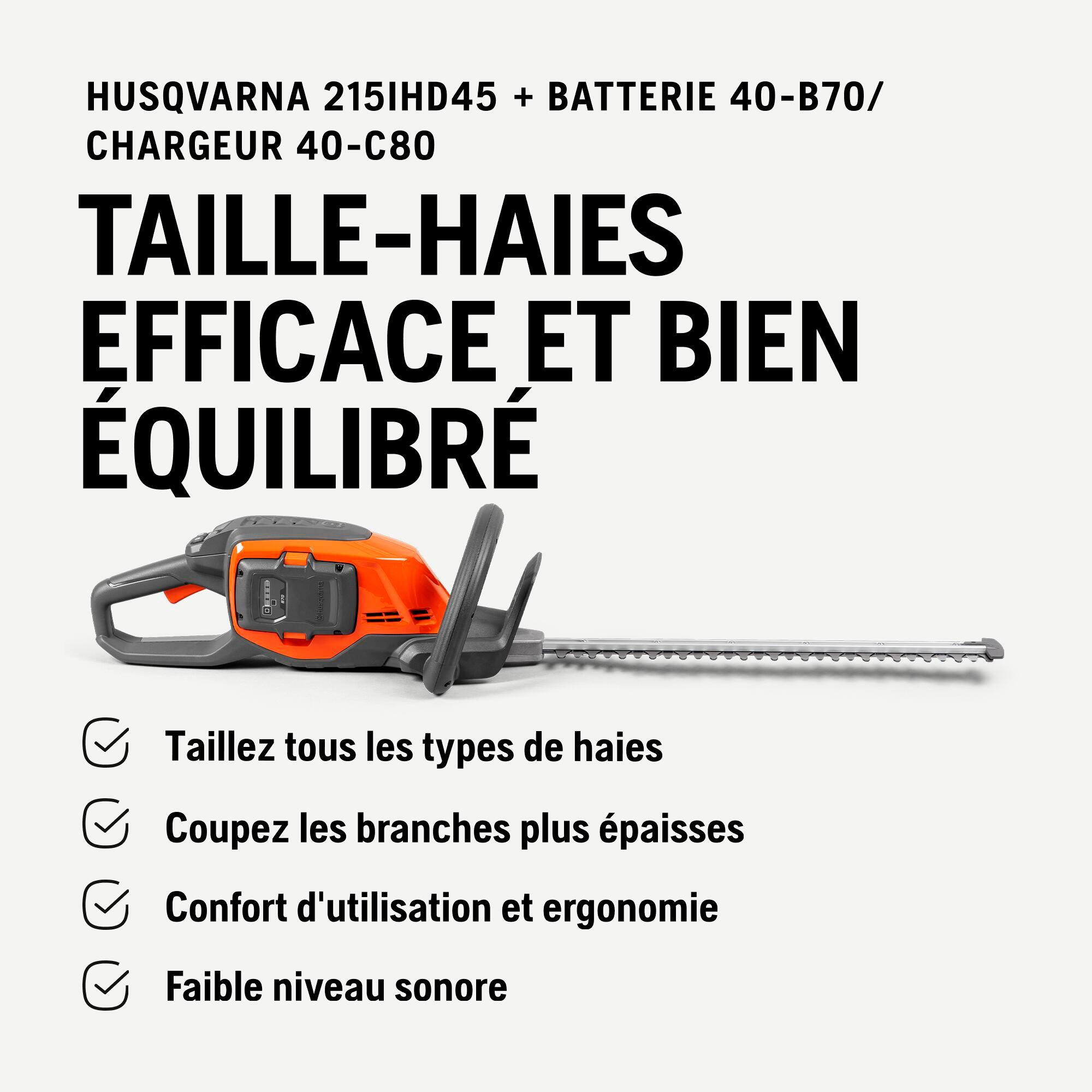 Taille-haie à batterie 36V HUSQVARNA 215iHD45 nu L.45cm - 4