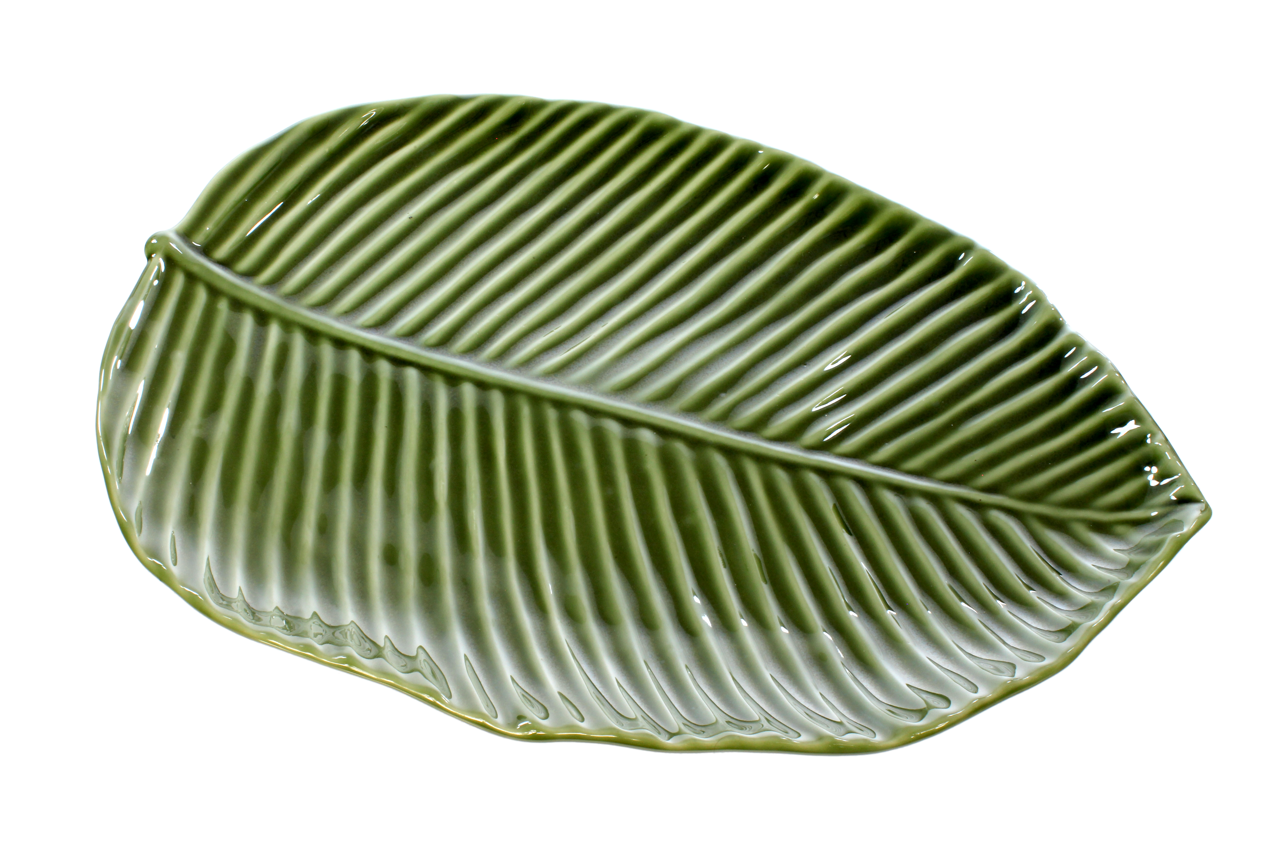 Patera ceramiczna Liść - Zielony Botaniczny 32 cm