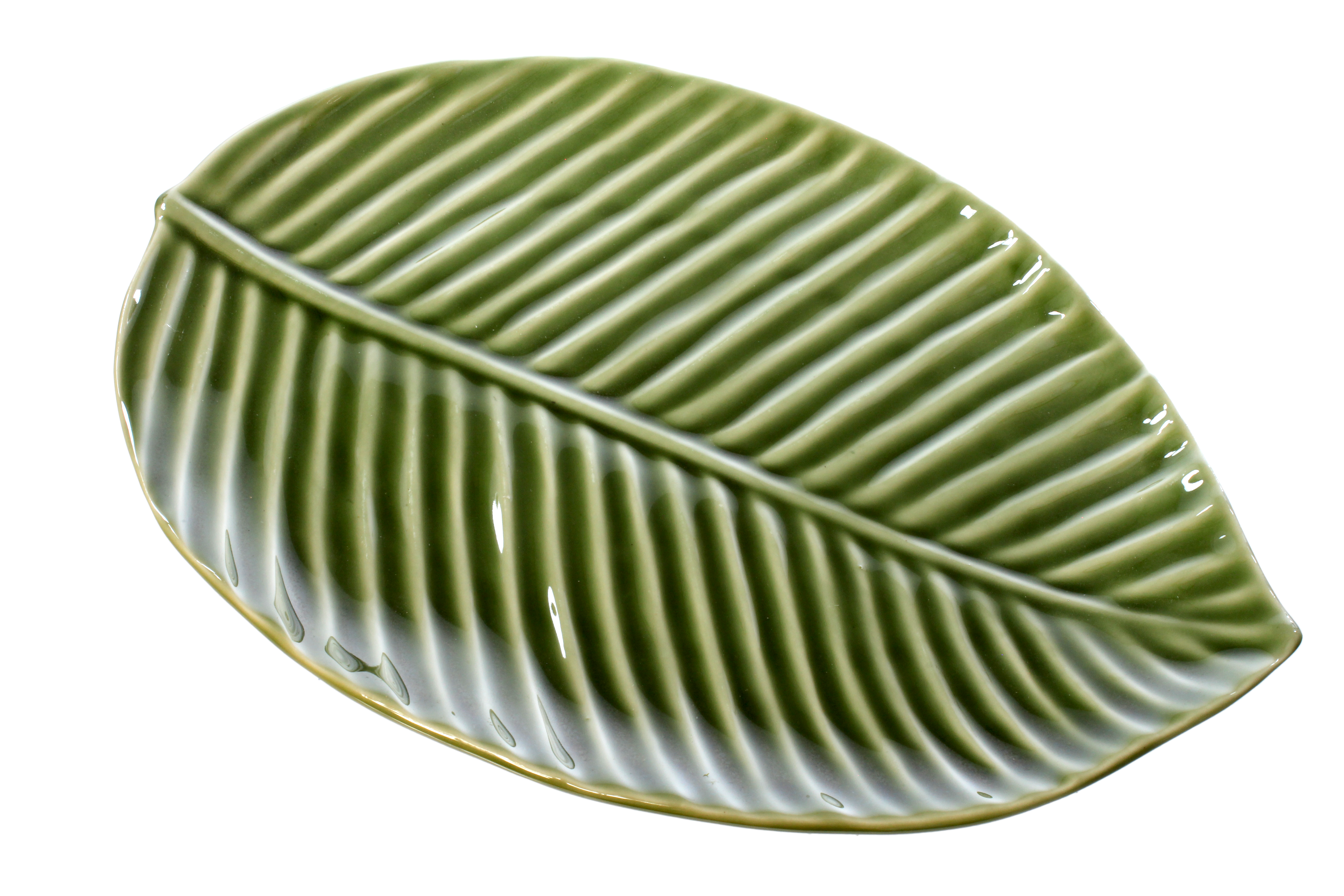 Patera ceramiczna Liść - Zielony Botaniczny 25 cm