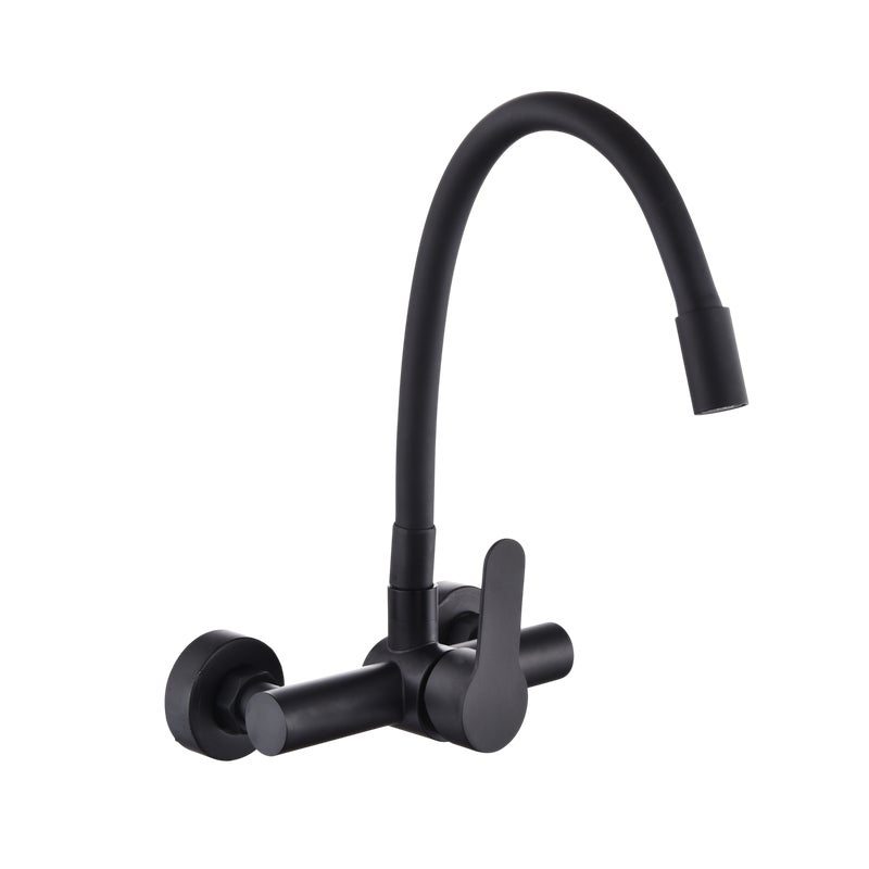 Bateria kuchenna ścienna z elastyczną wylewką Arola Czarna Invena