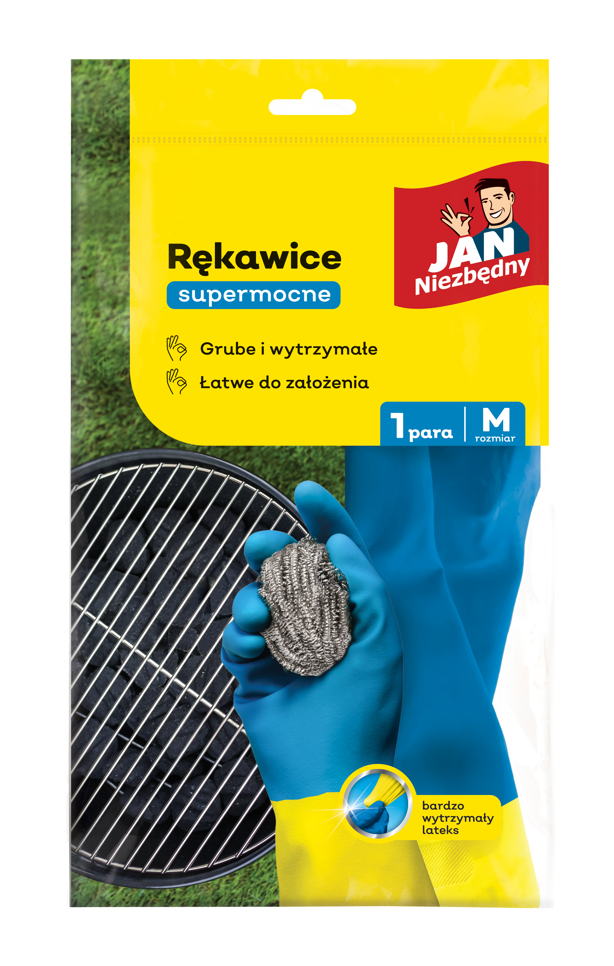Rękawice ochronne supermocne lateksowe 1 szt. r.M Jan Niezbędny