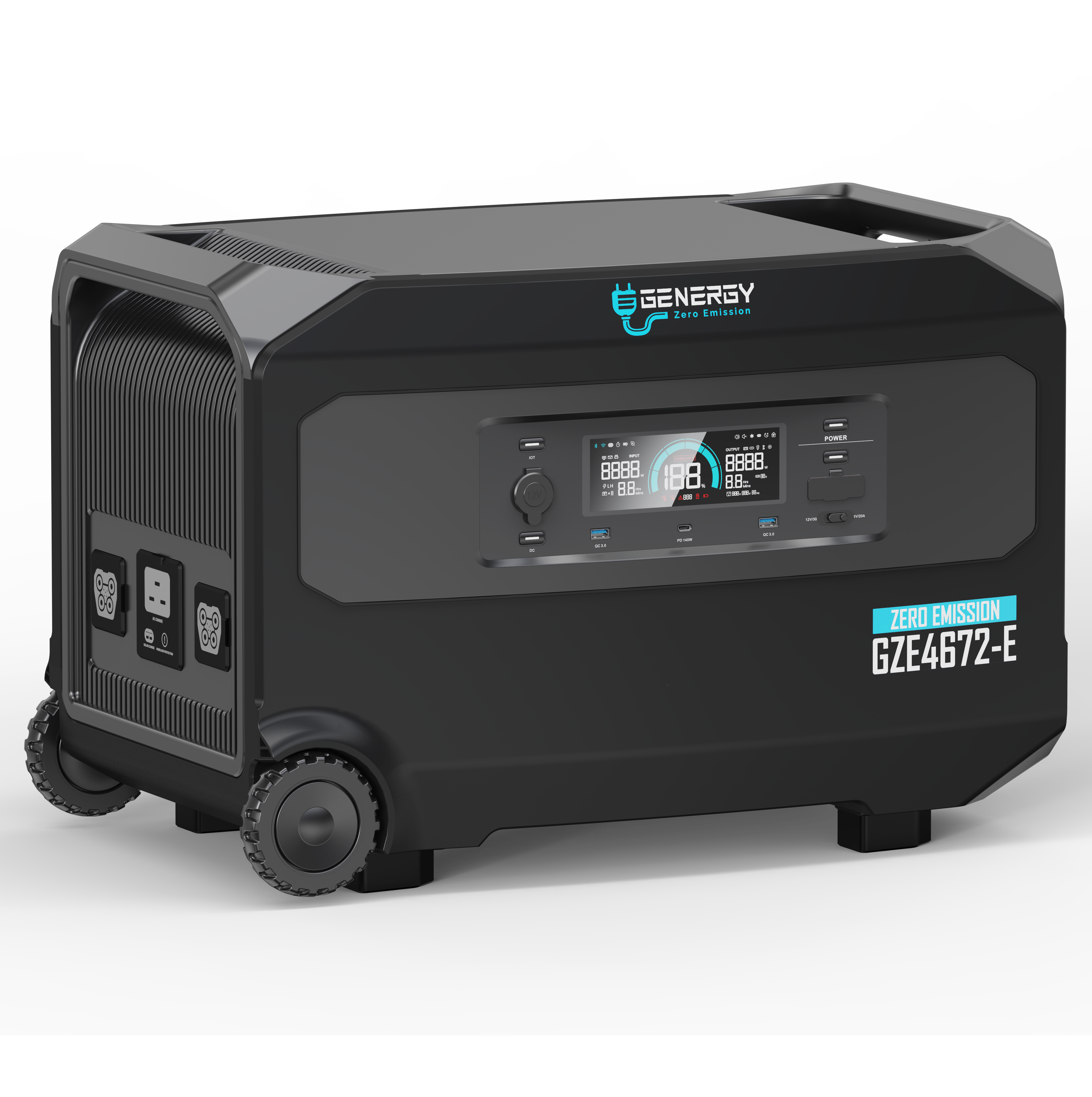 EstaciónenergíaGENERGYGZE4672E-Consalidade6000W(Pico9000W)-Bateríade4608Wh-Cargaultrarrápida-4000ciclosdevidaútil