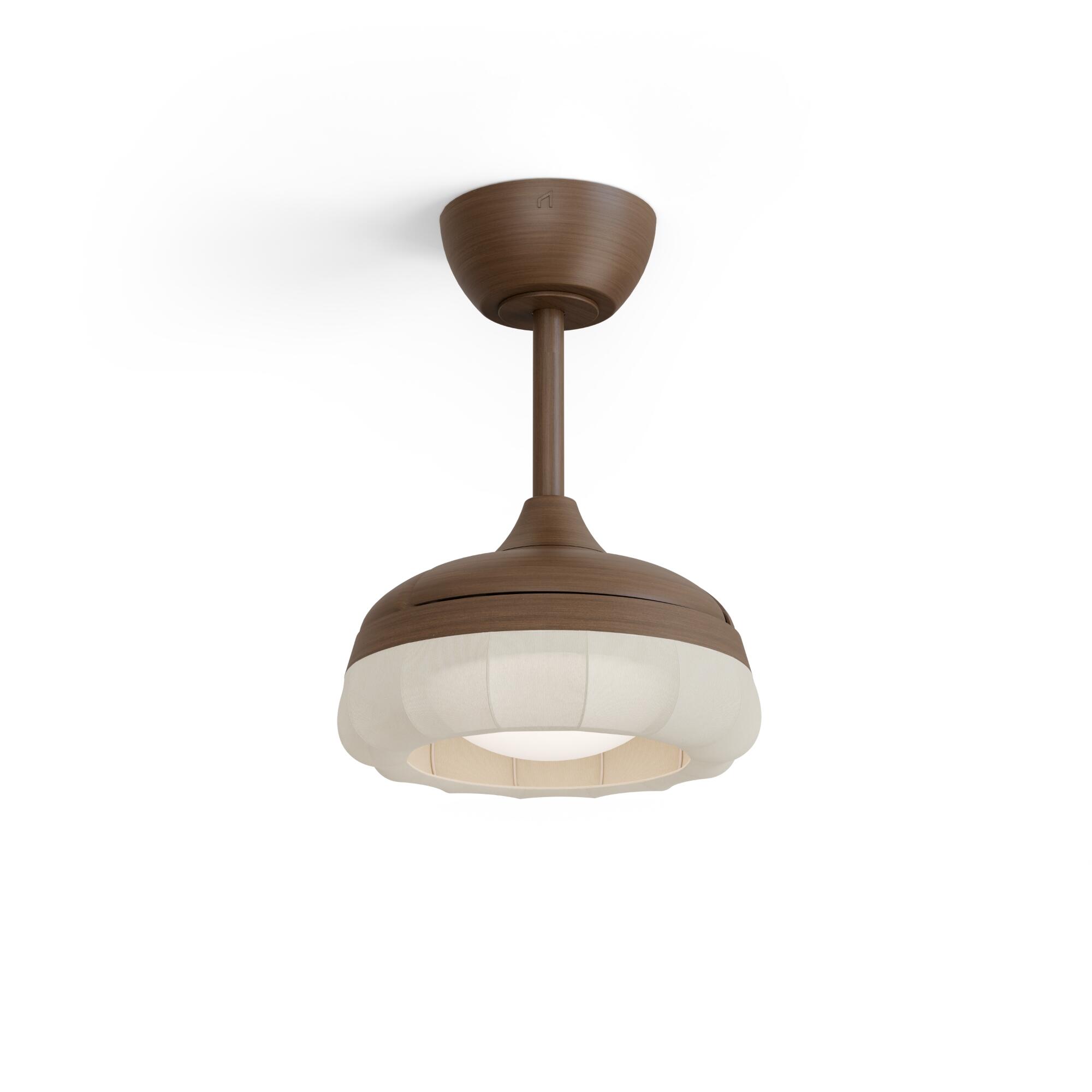Ventilador de techo con luz silencioso DC 27W con mando ø58 cm Wizz Emilie S Lite SULION marrón luz CCT 3 aspas retráctiles tipo lámpara| 6 velocidades| modo verano/invierno| temporizador| brisa| recomendado para <13m² - 2
