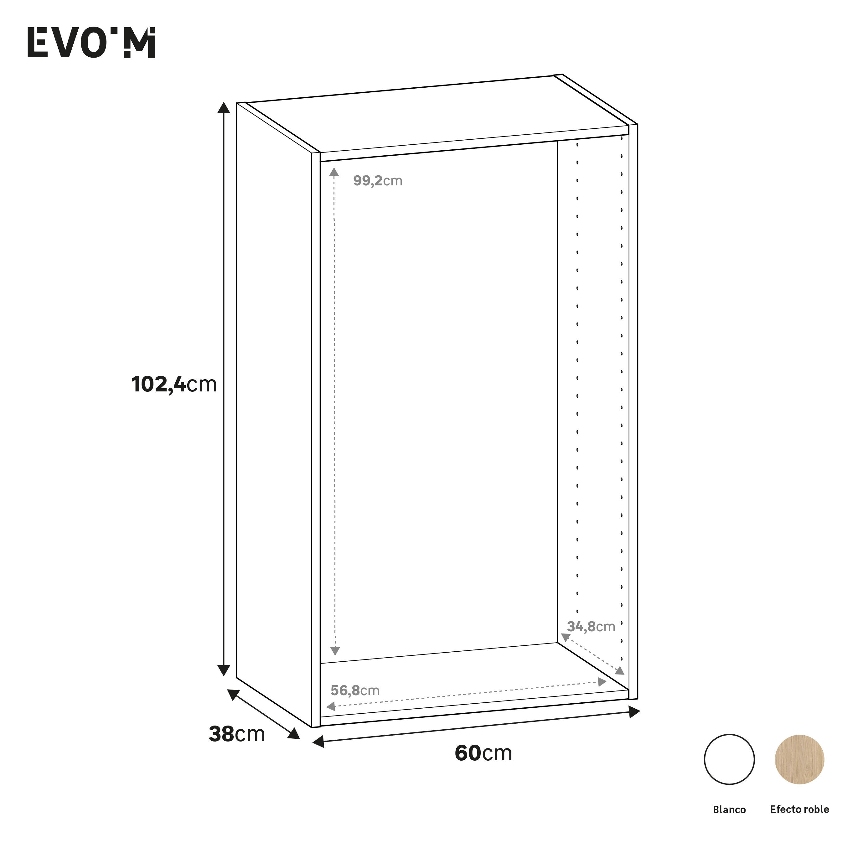 Módulo de armario Spaceo Evo’M blanco 60x102.4x38 cm - 2