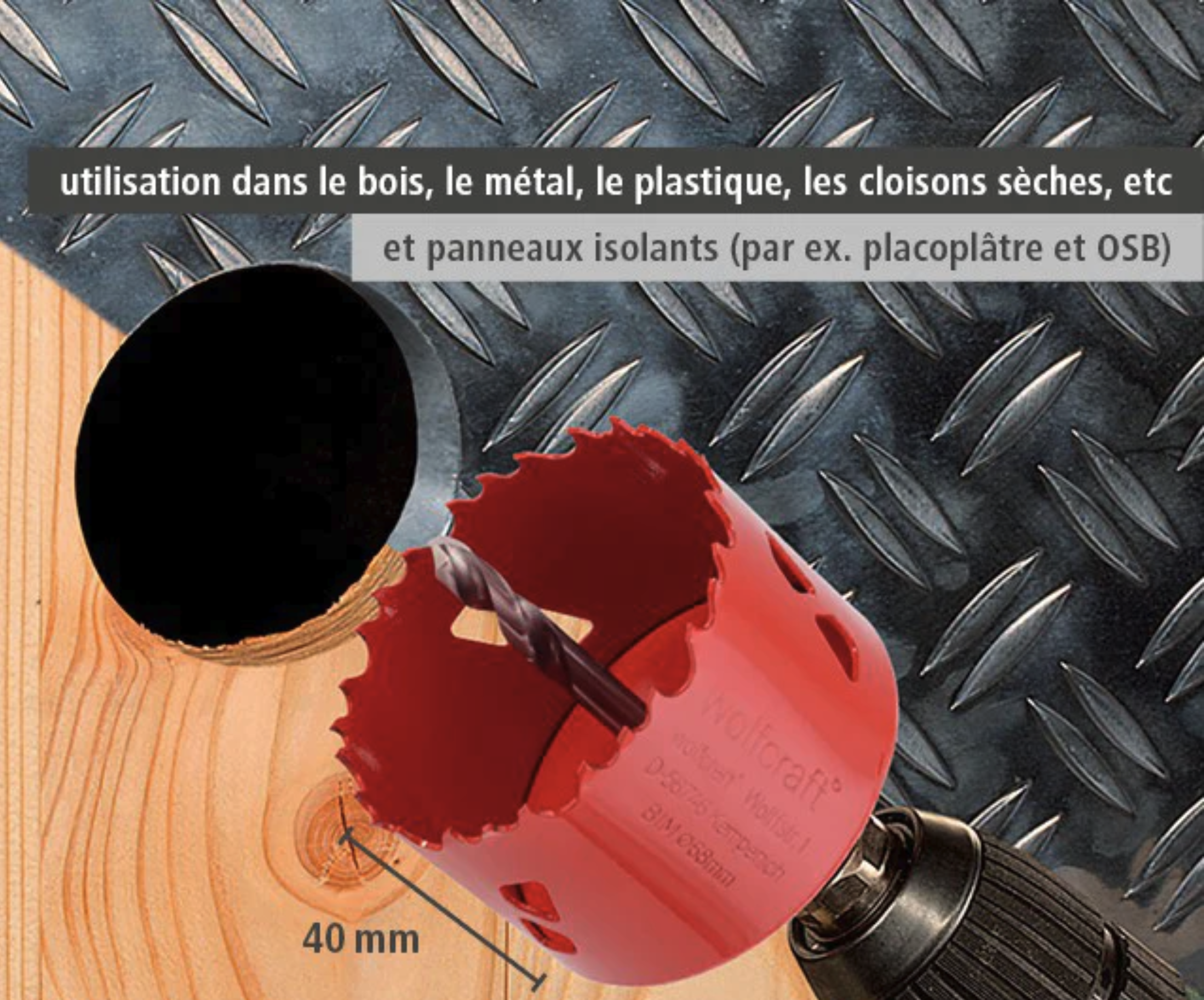 Scie cloche bois/plastique/métal/plâtre wolfcraft diam.51mm - 4